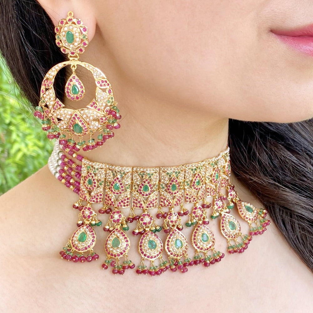 bridal indian choker sets on 22k gold