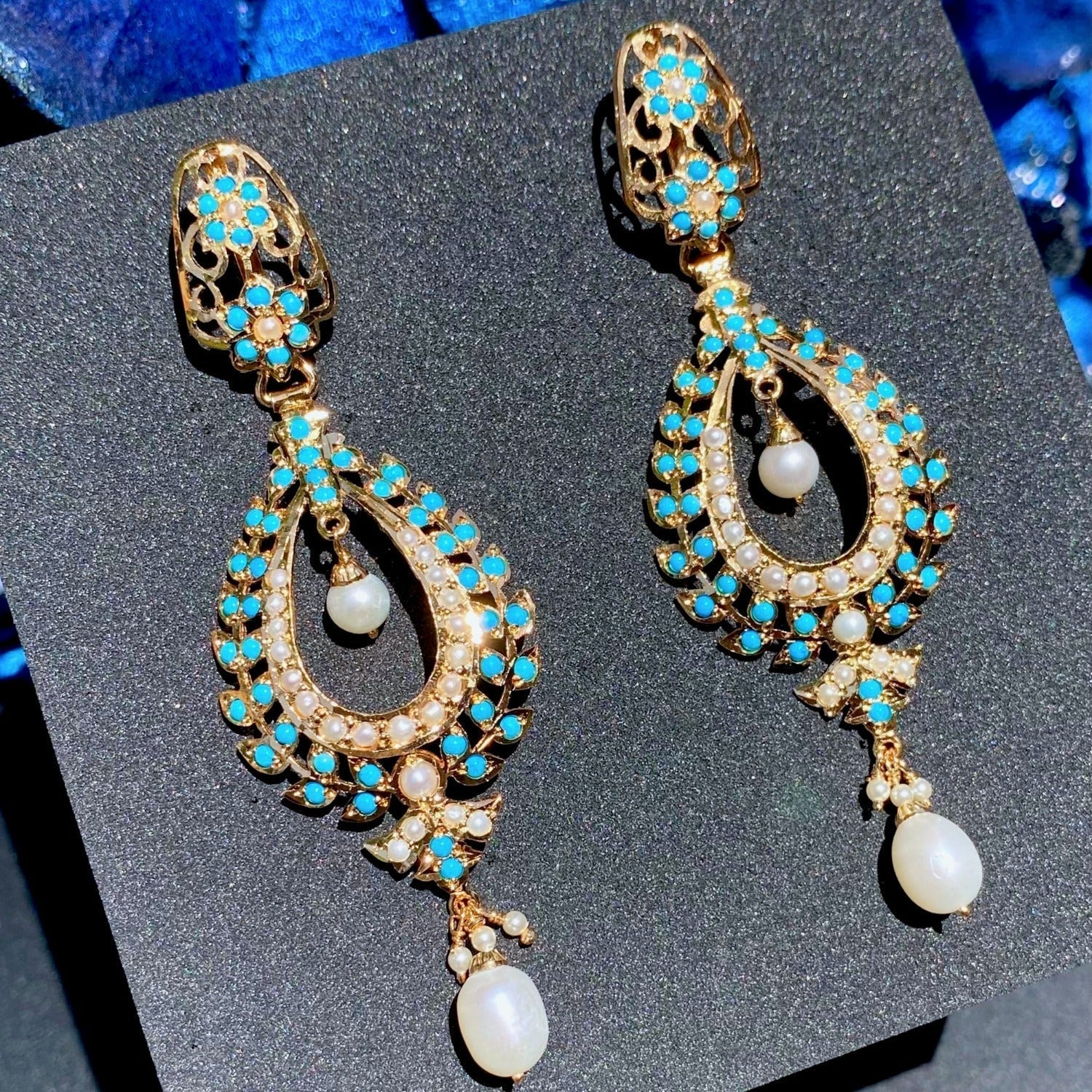 Pakistani Earrings | Gold Plated on Silver | Jhumka Chandbalis Studs Bridal Earrings