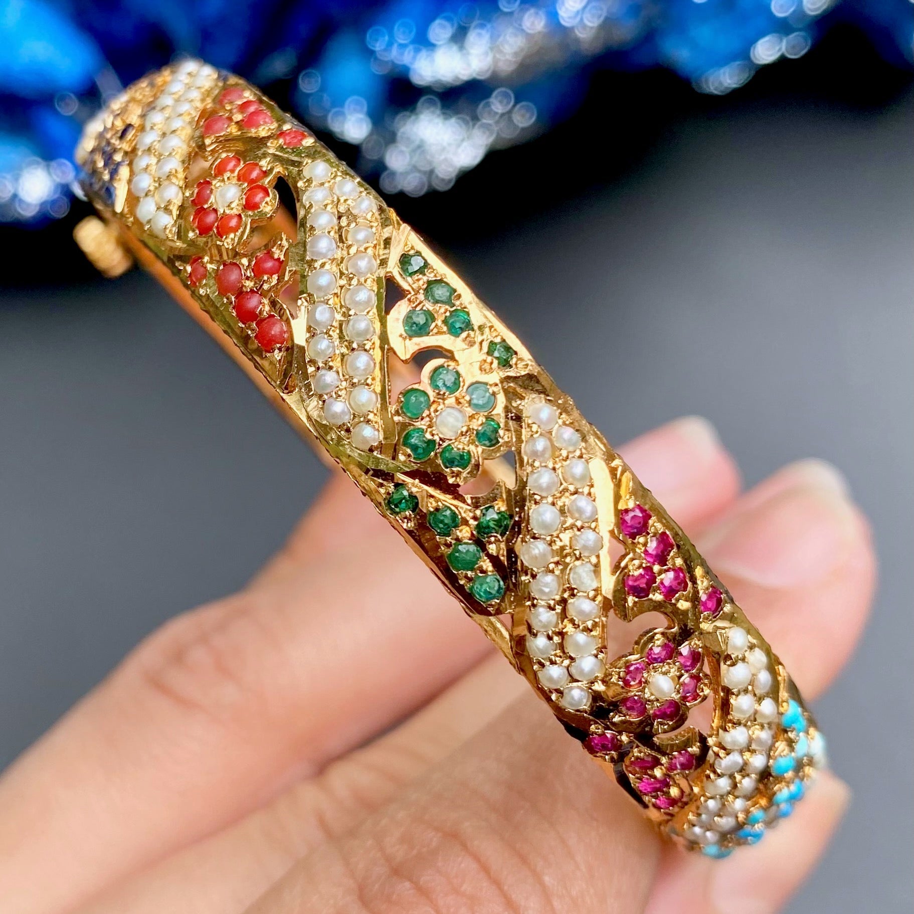 indian navaratna jewellery gold plated on silver