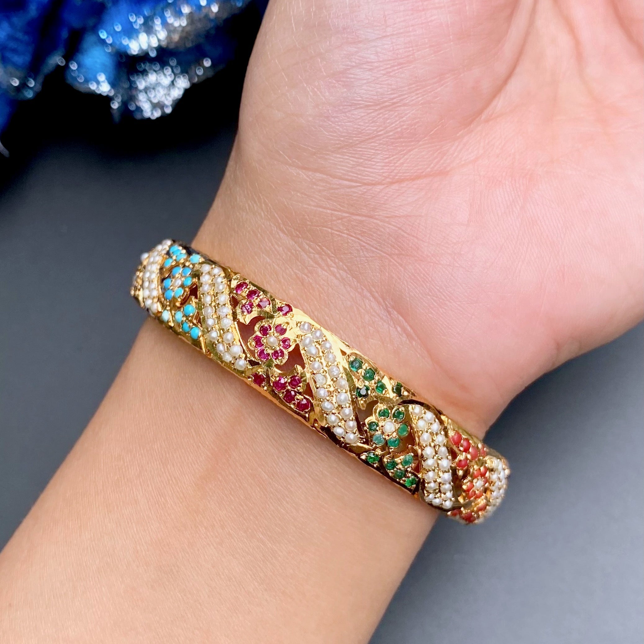 gold plated navaratna bangles for indian women made on sterling silver with gold plating