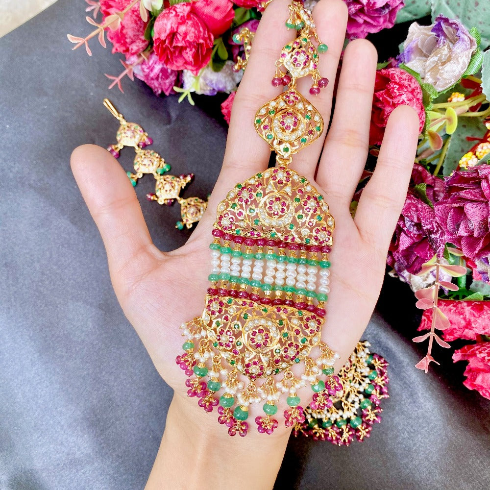Bridal Earrings | 22k Gold | Indian Jadau