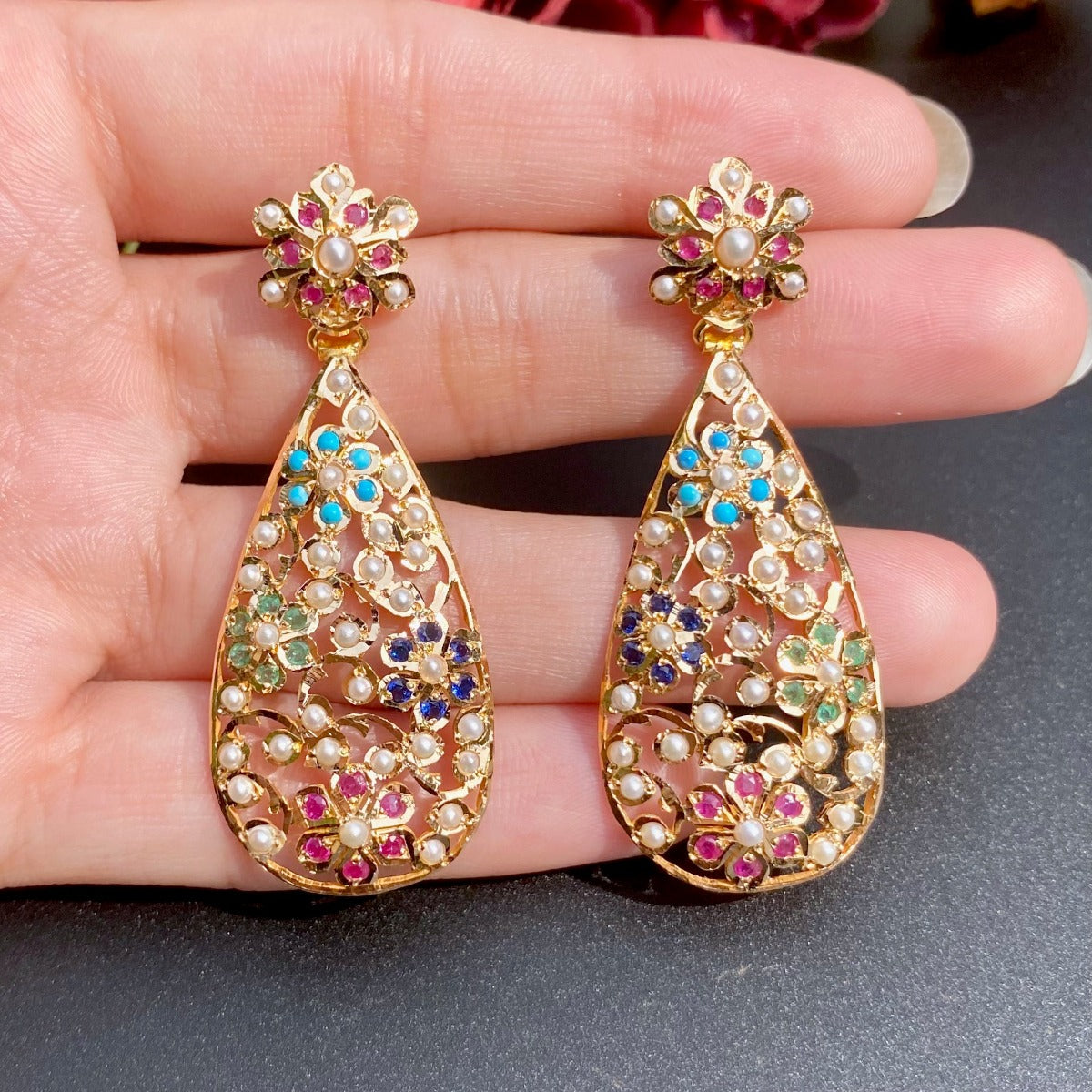 gold plated indian earrings on sterling silver