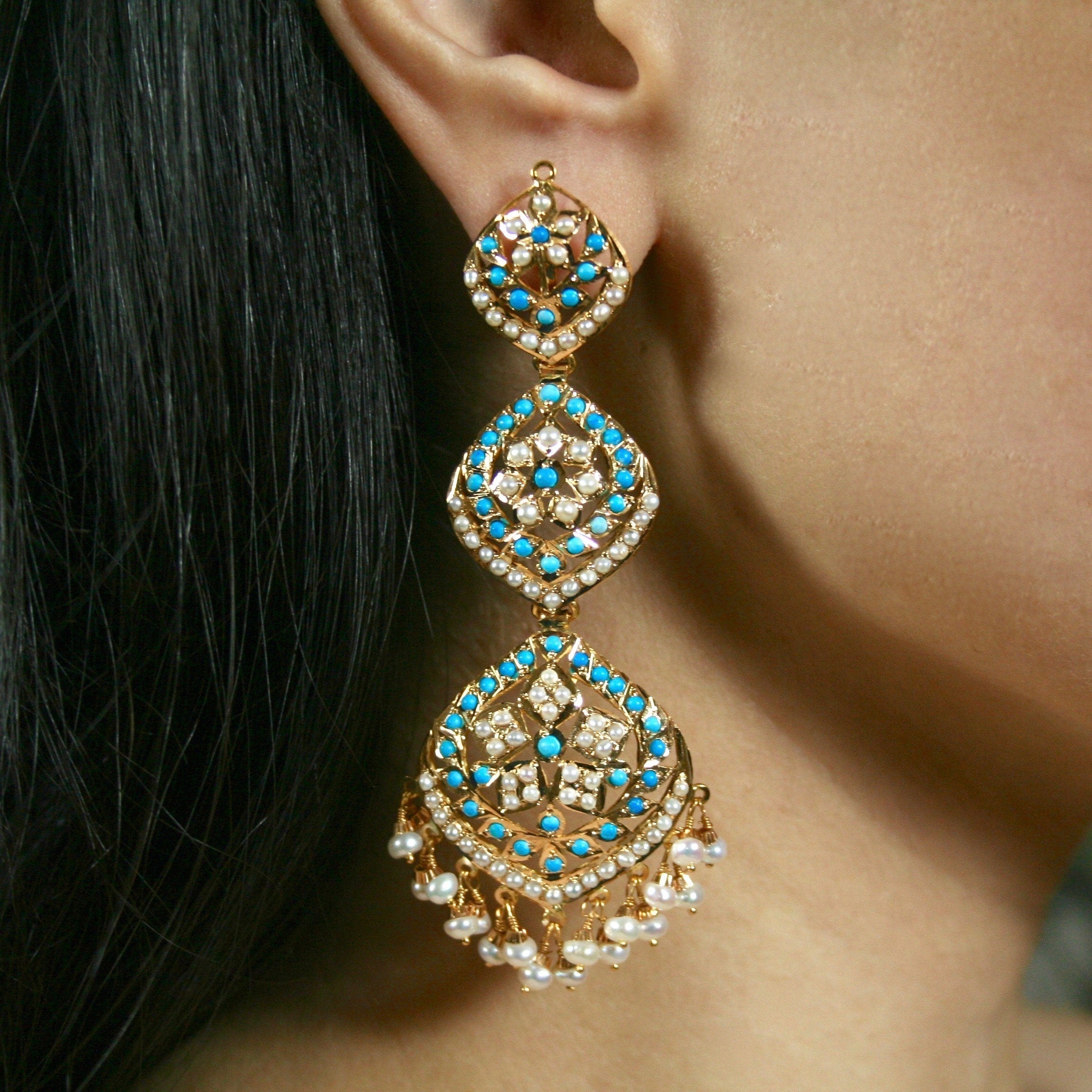 bengali earrings on sterling silver with gold plating