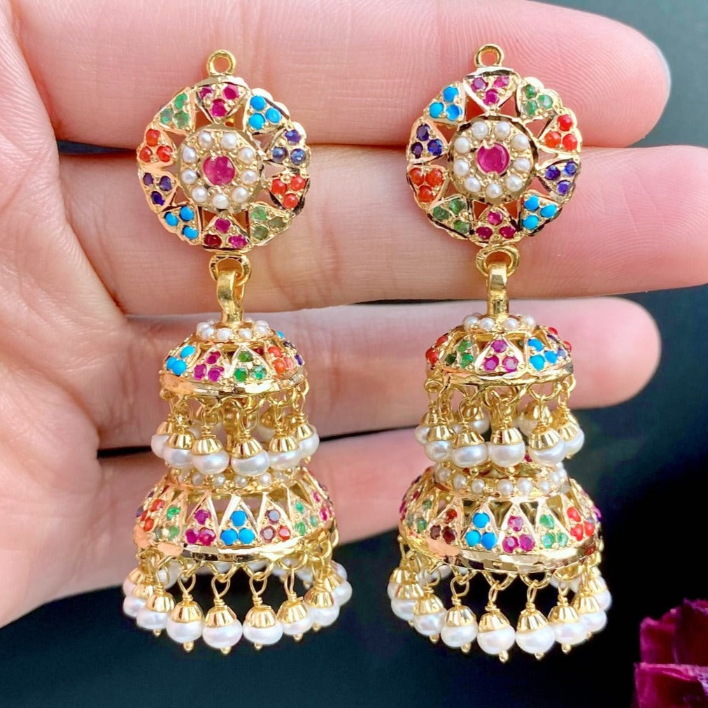 navaratna jhumka earrings for indian women online in usa