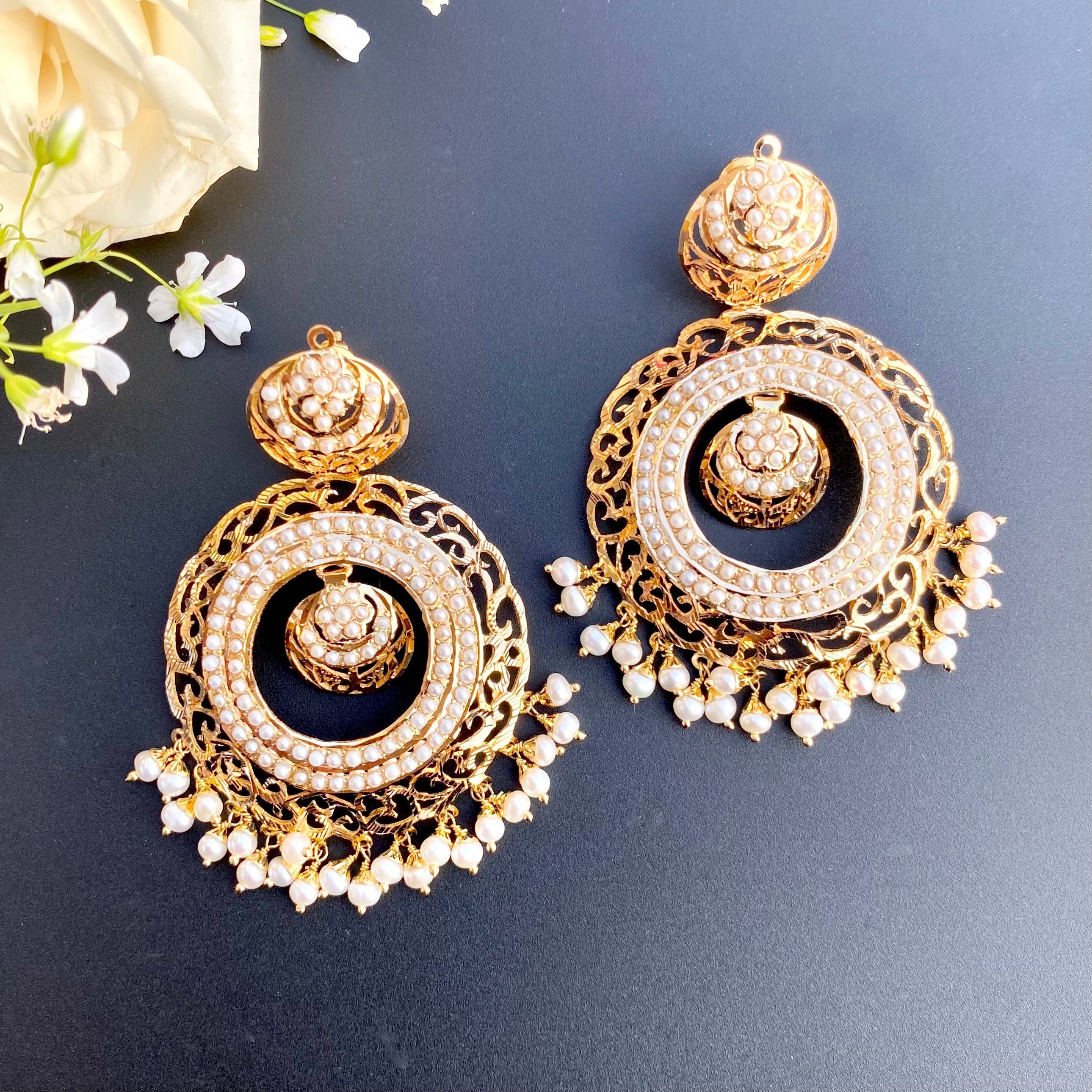 buy pearl chandbali earrings online