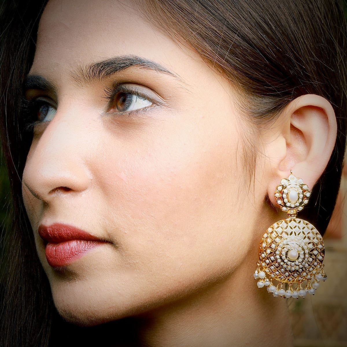 Authentic Pearl Earrings | Large Round Earrings on Gold Plated Silver ER 025