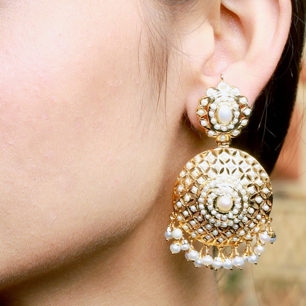 Authentic Pearl Earrings | Large Round Earrings on Gold Plated Silver ER 025