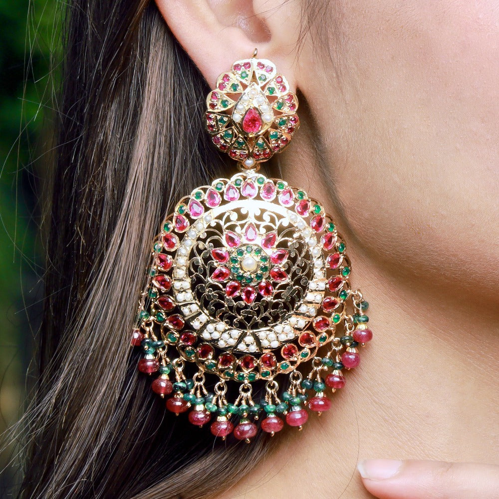 Statement Jadau Jhala Earrings | For Women | Gold Plated Silver ER 001