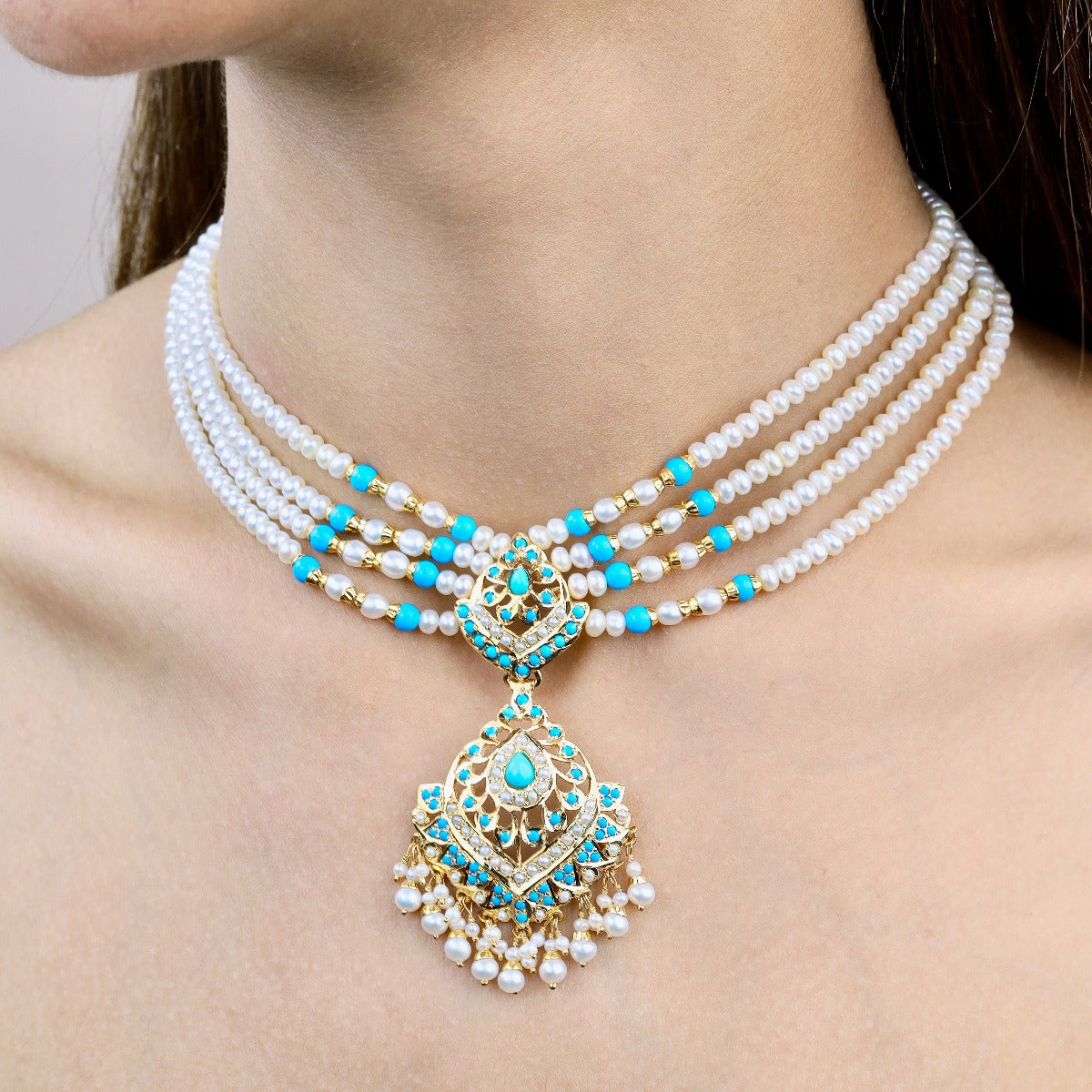 pearl feroza necklace set