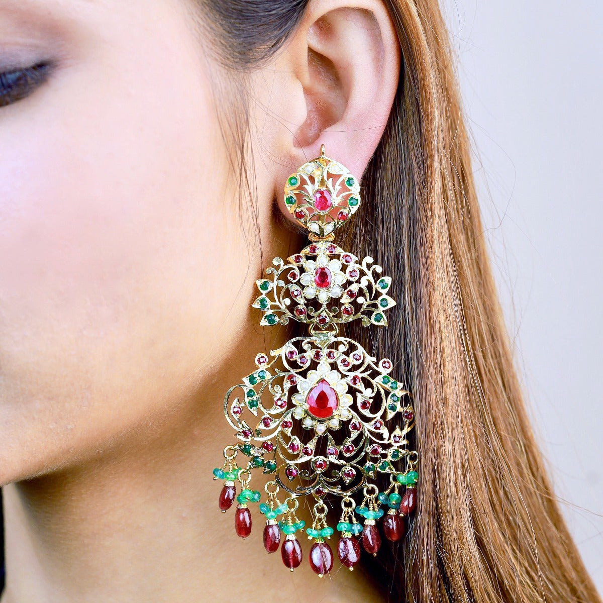 gold plated kundan earrings