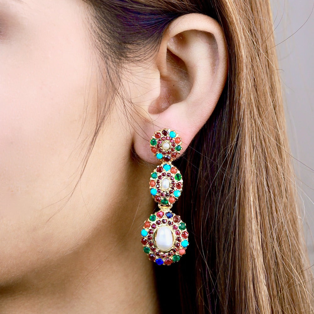 gold plated Navaratna earrings