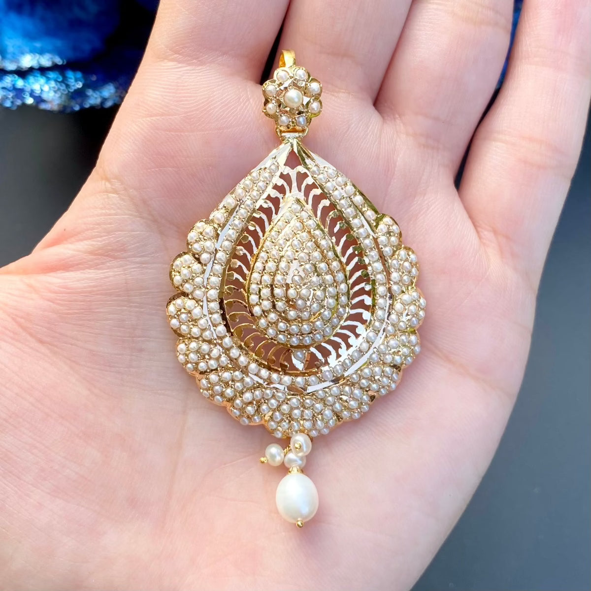 22k gold amritsari jadau pendant set