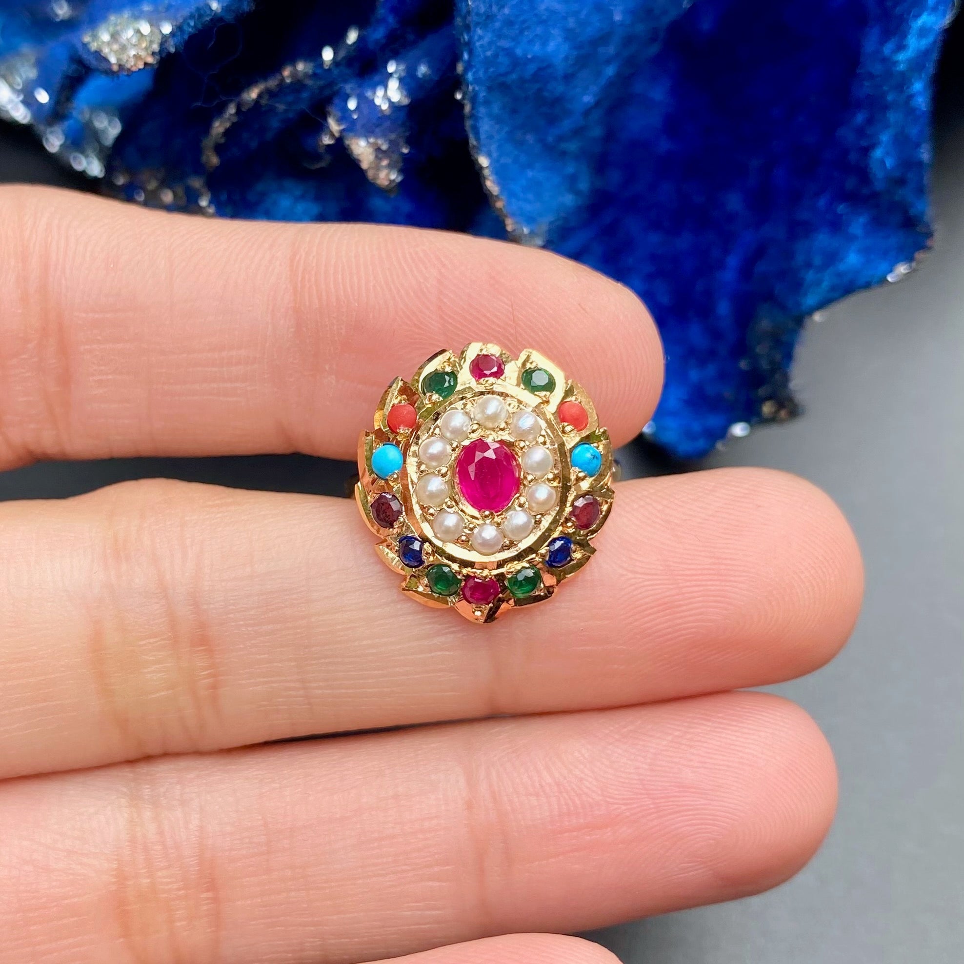 Gold Plated Navgraha Ring | Gold Plated Jewellery on Sterling Silver LR 051
