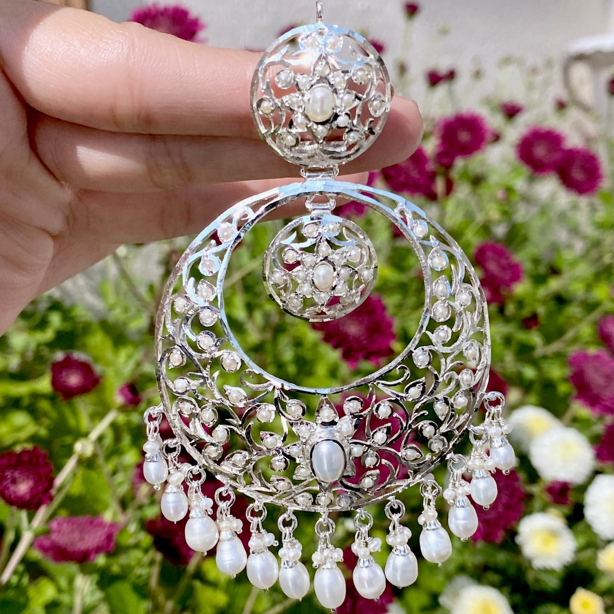 Indian Silver Earrings with Edwardian Victorian Flavor