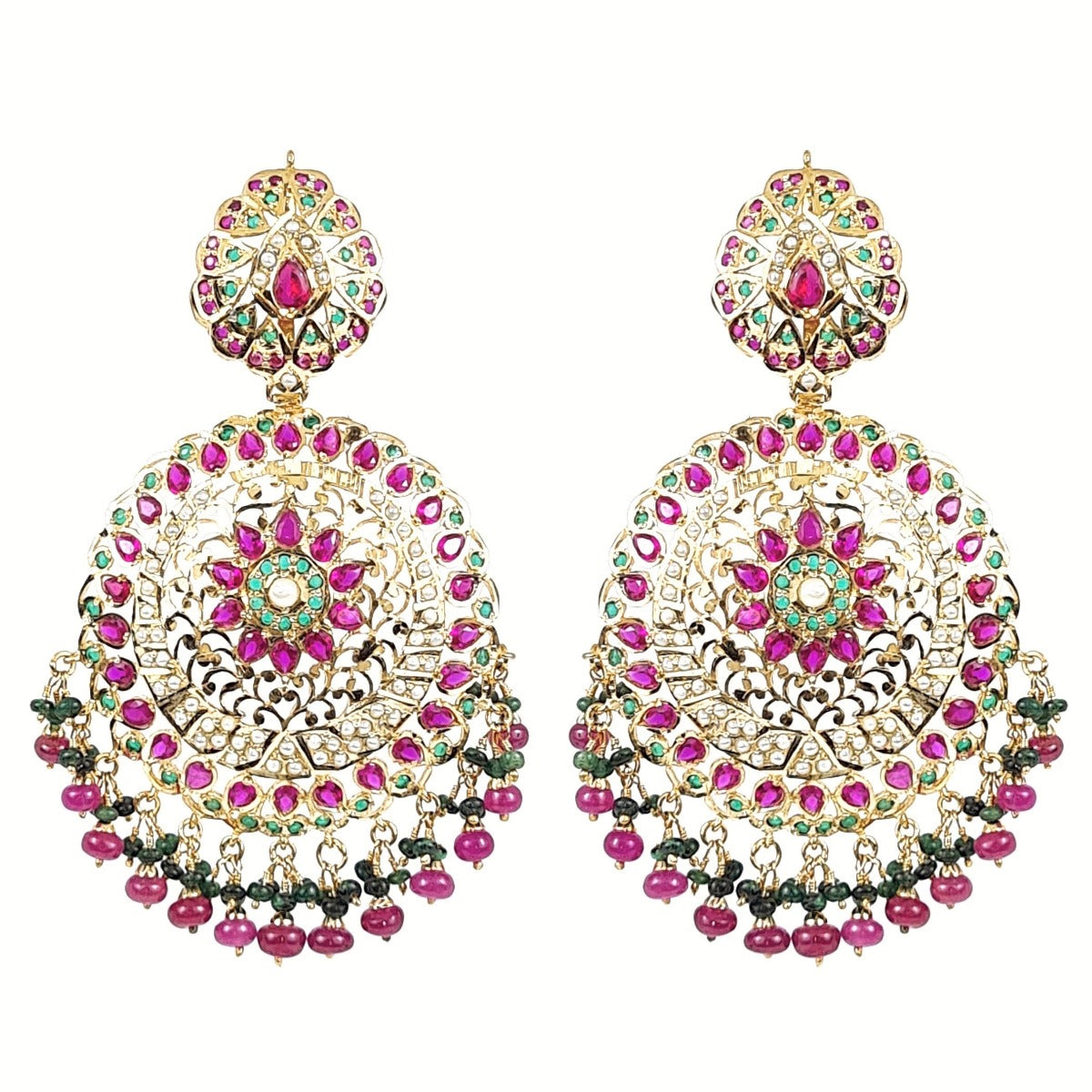 Statement Jadau Jhala Earrings | For Women | Gold Plated Silver ER 001