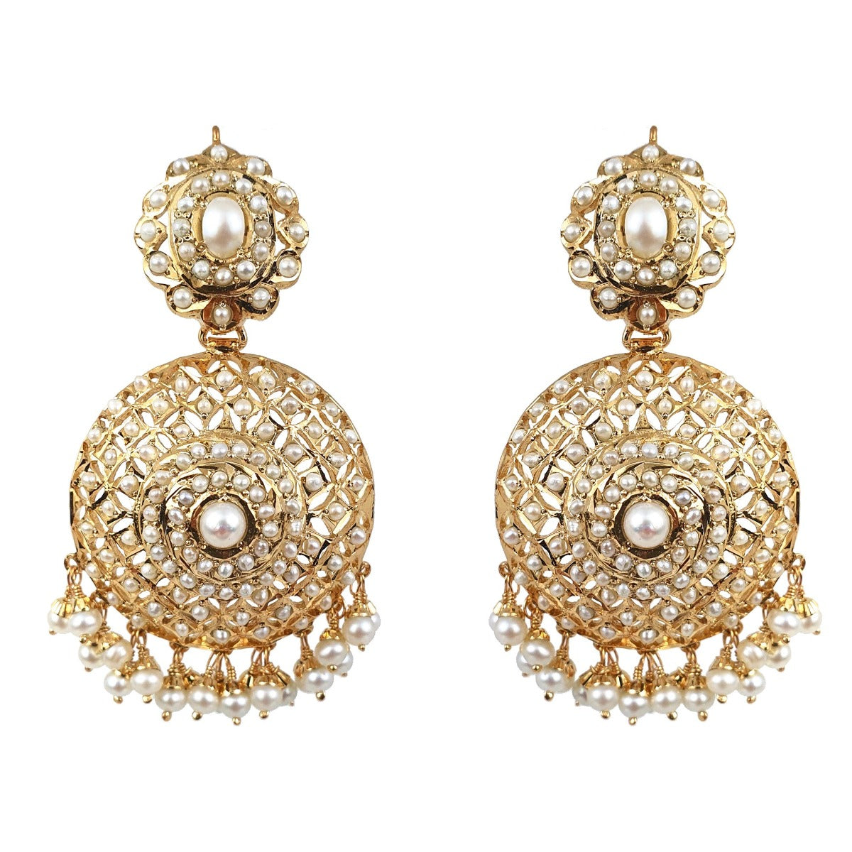 Authentic Pearl Earrings | Large Round Earrings on Gold Plated Silver ER 025