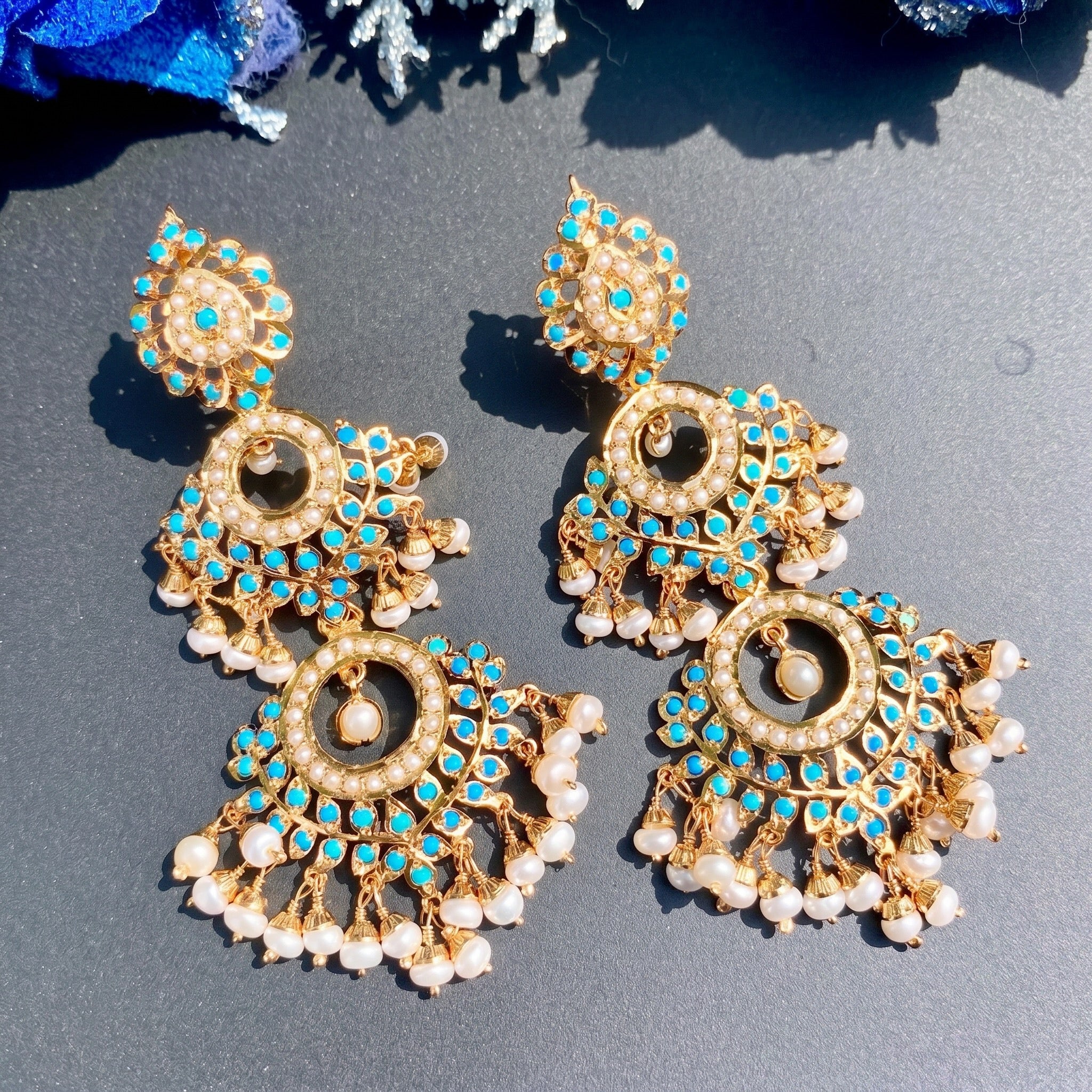 long danglers in gold plated silver