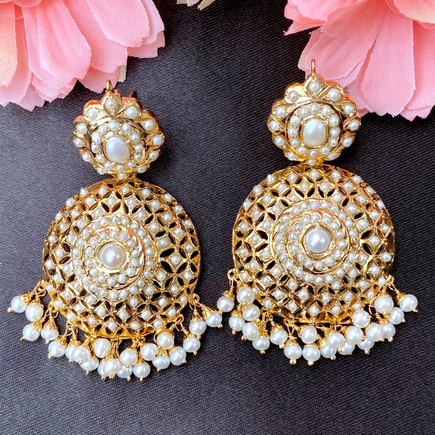 Authentic Pearl Earrings | Large Round Earrings on Gold Plated Silver ER 025