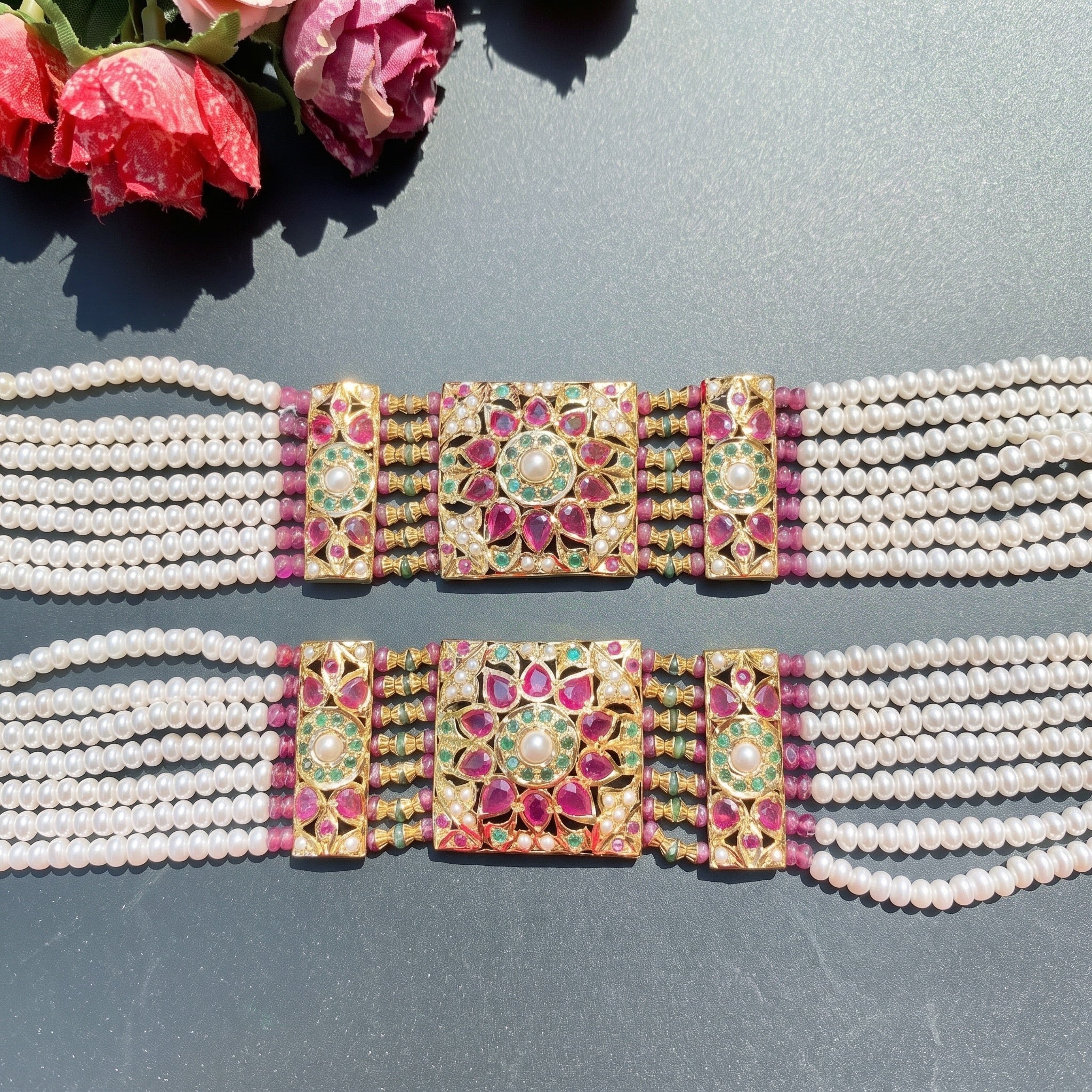 22 carat gold jadau dasti