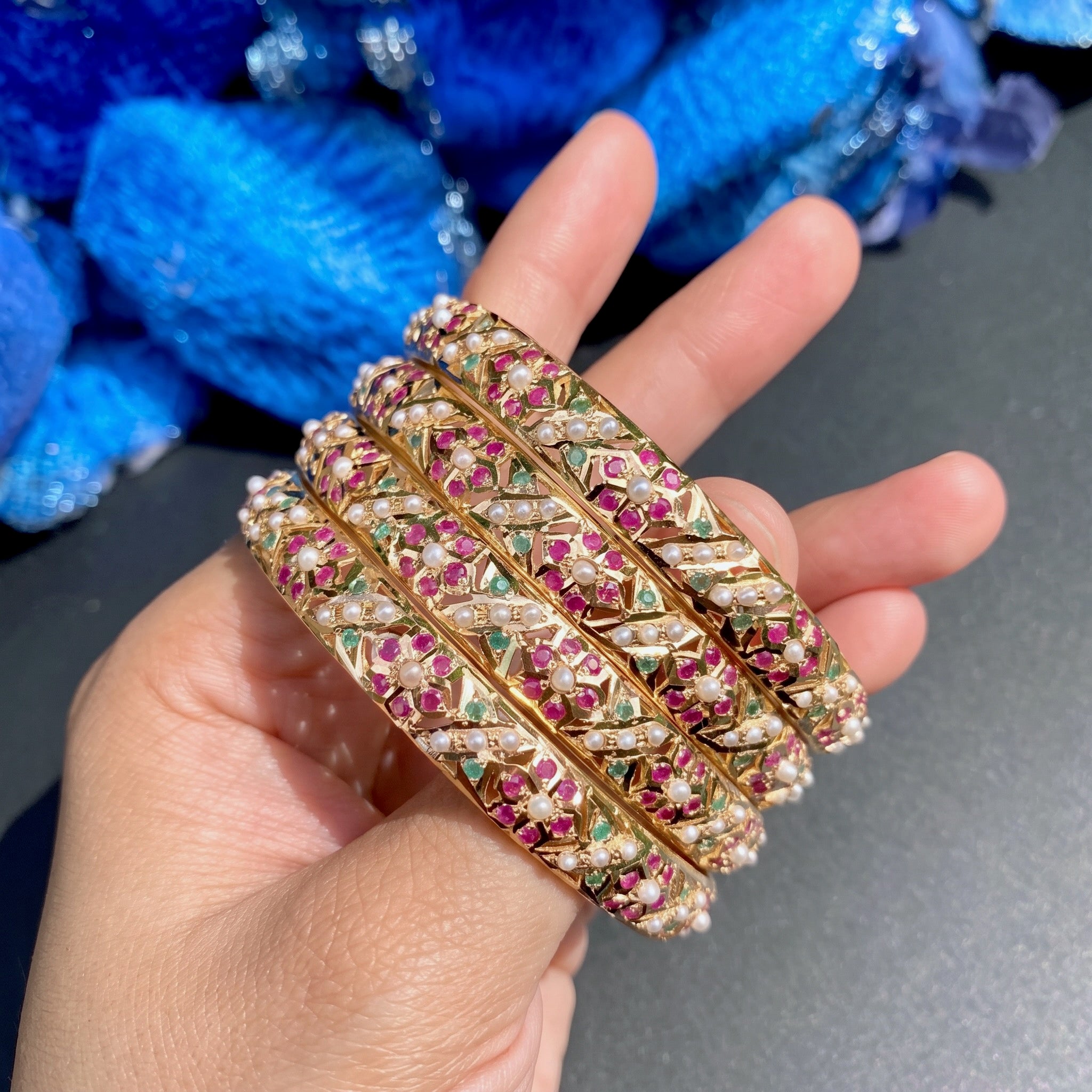 shanka and pola indian bangles on 22k gold