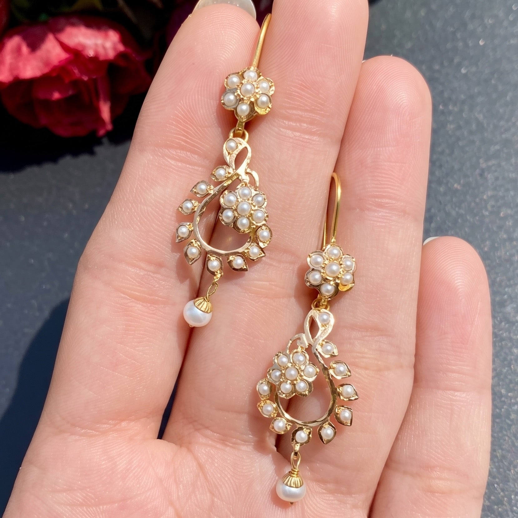 dainty joroa gold earrings with pearls for women