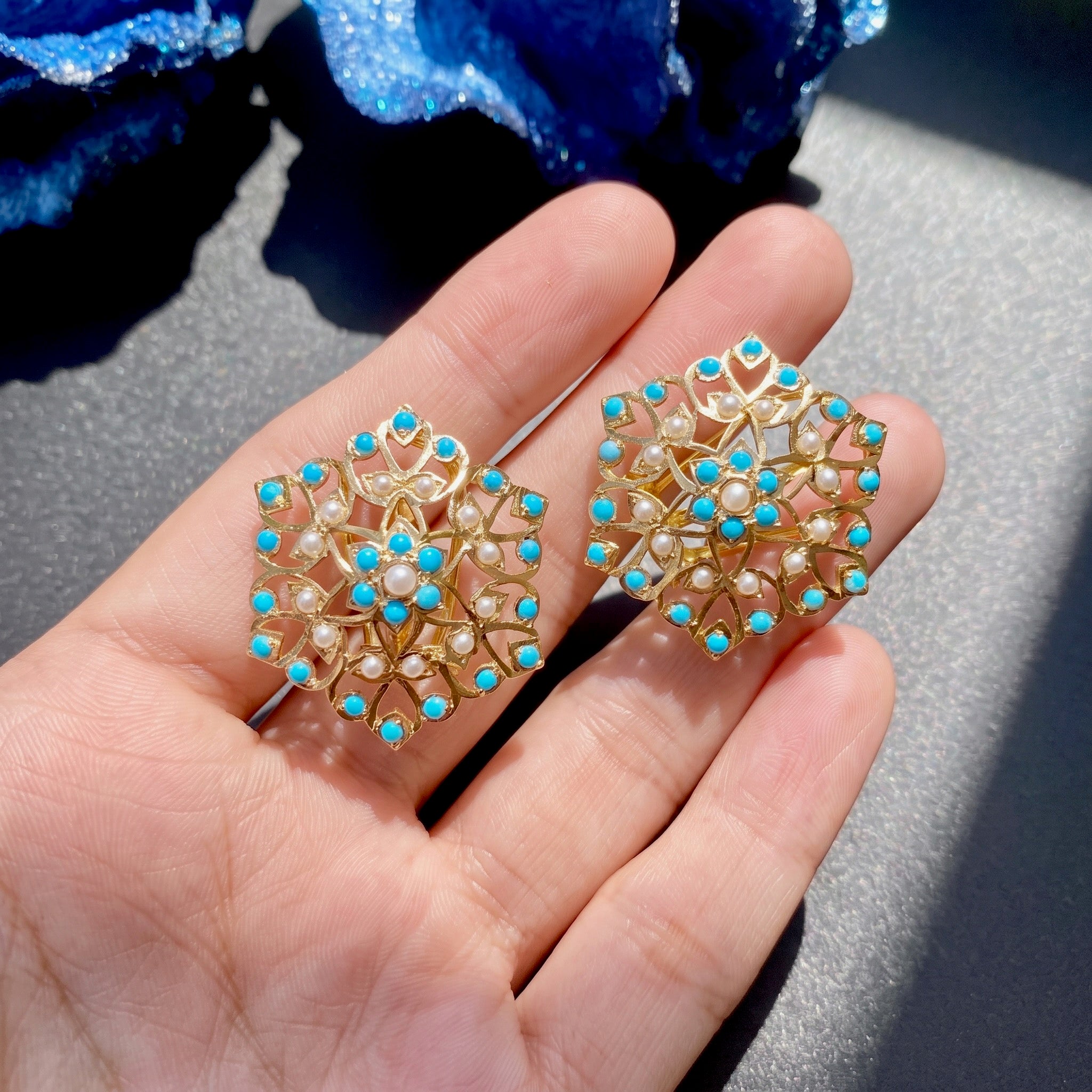 pearl firoza pasha earrings in 22k gold for women