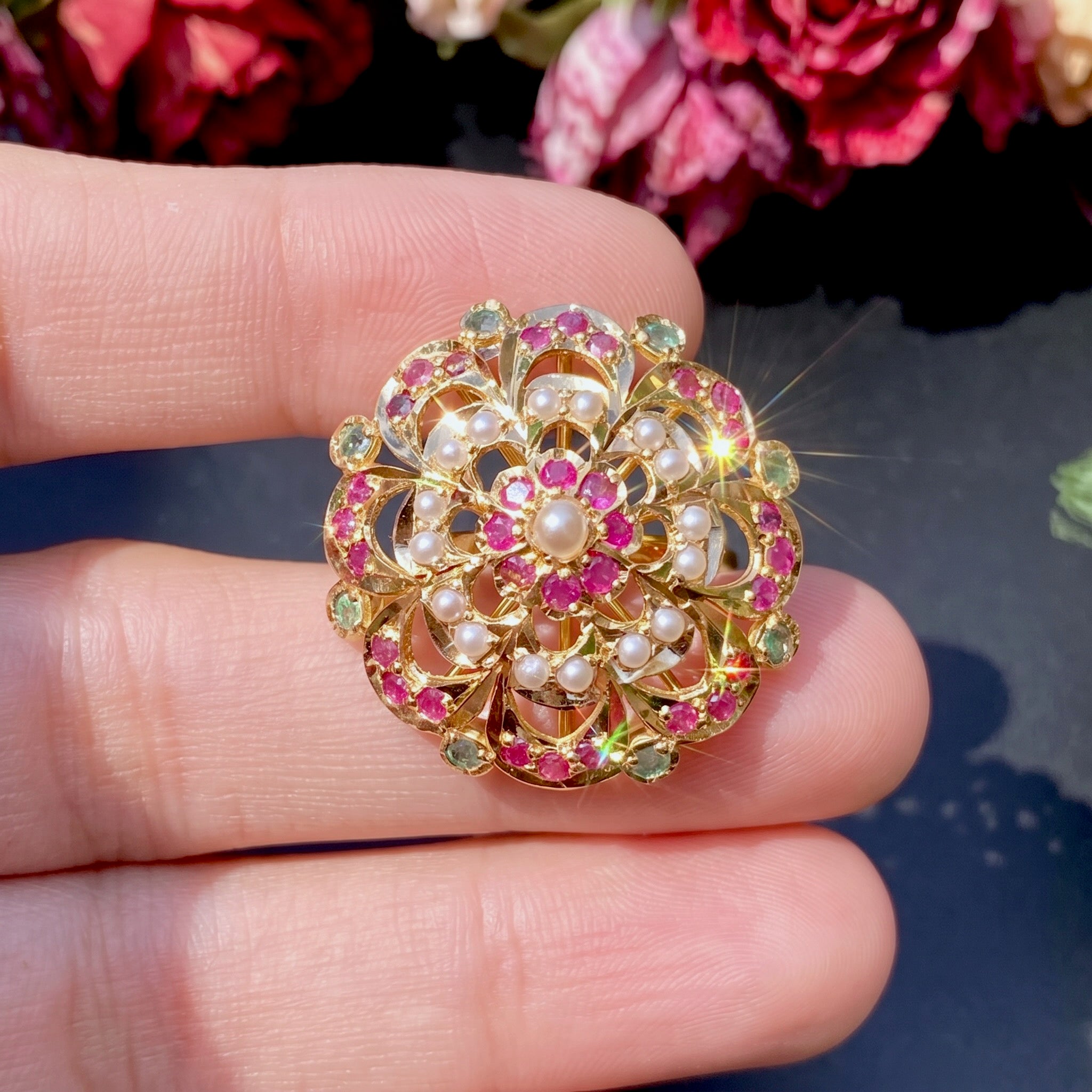 rajputi ladies ring ruby emerald