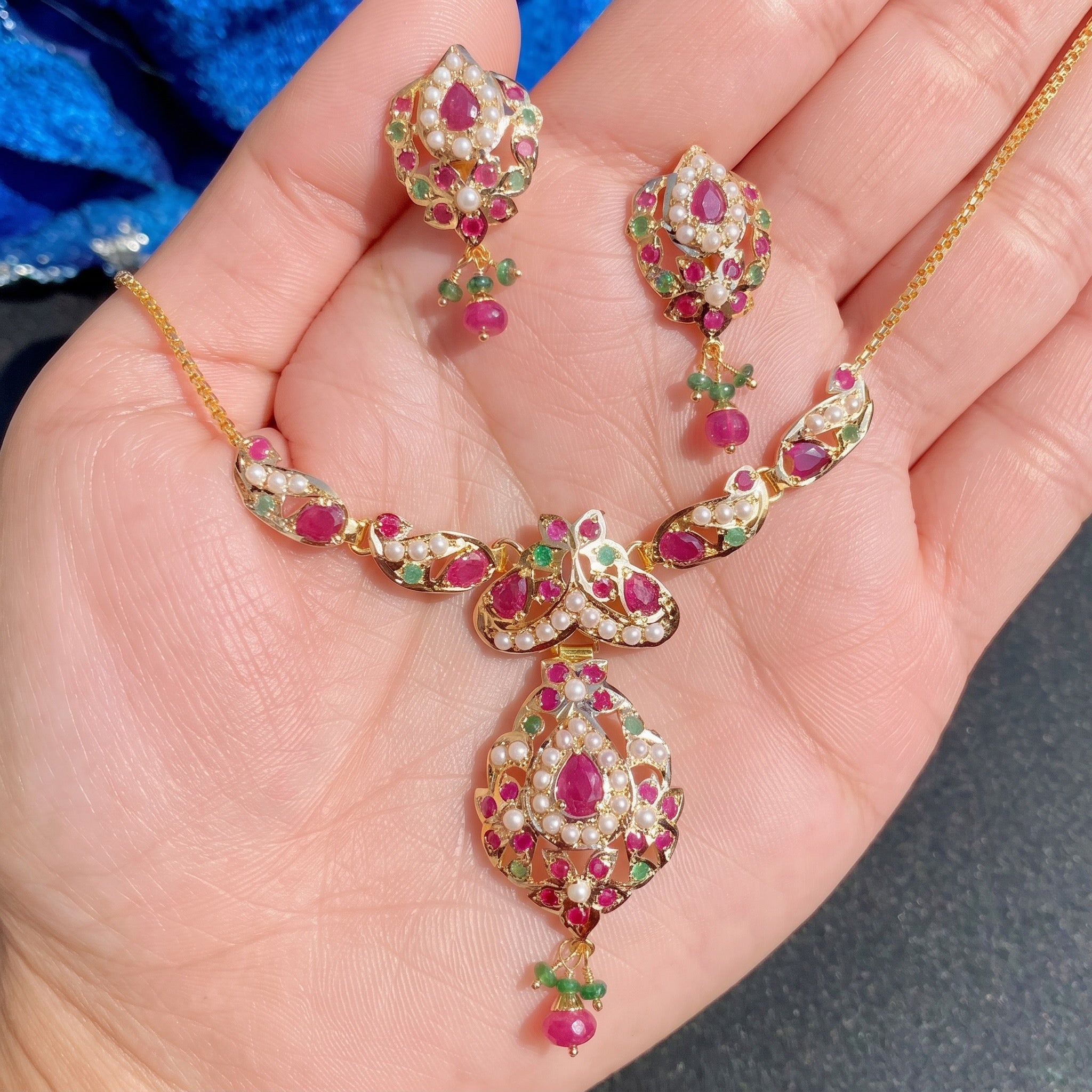 light weight indian gold necklace set

