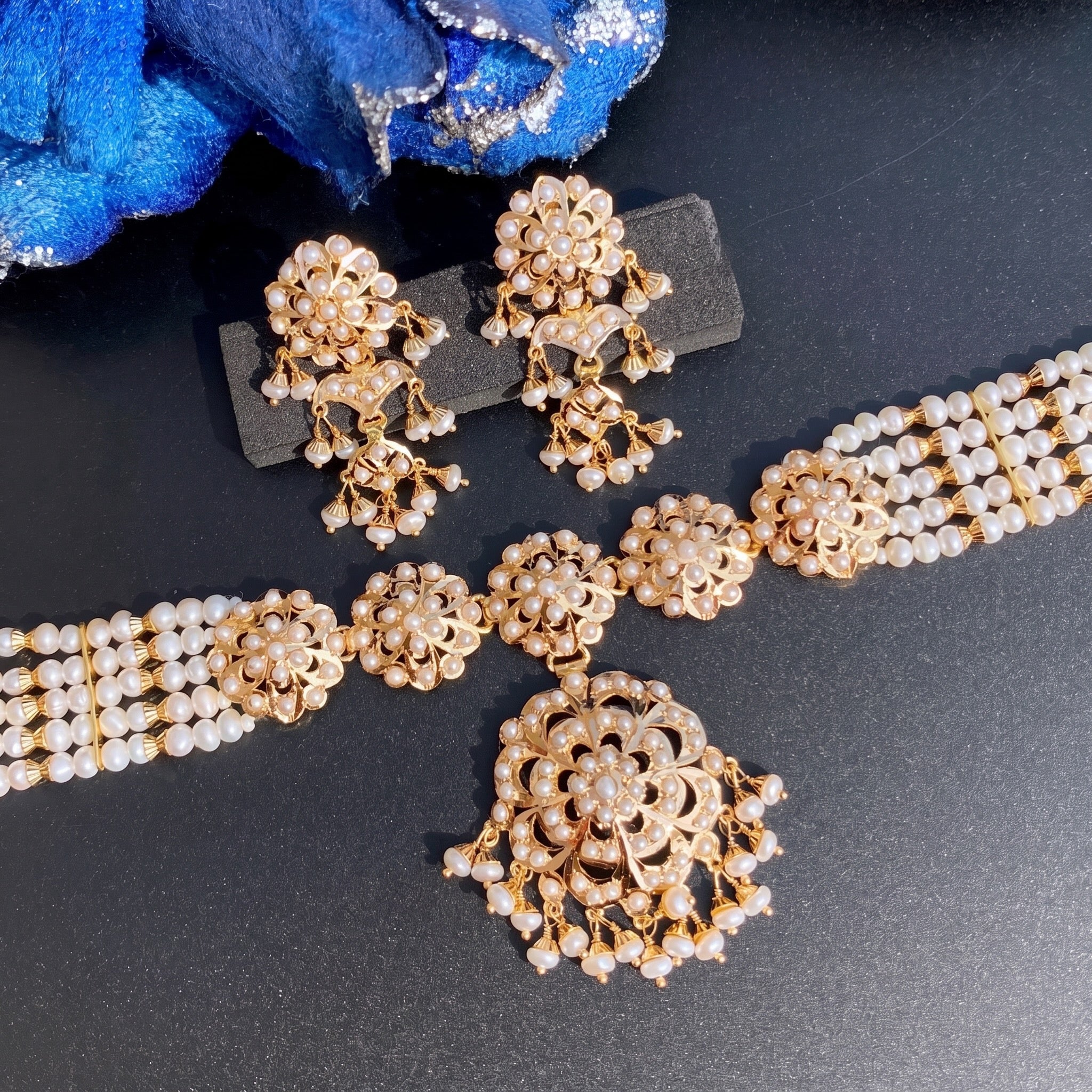 gold choker set freshwatetr pearls