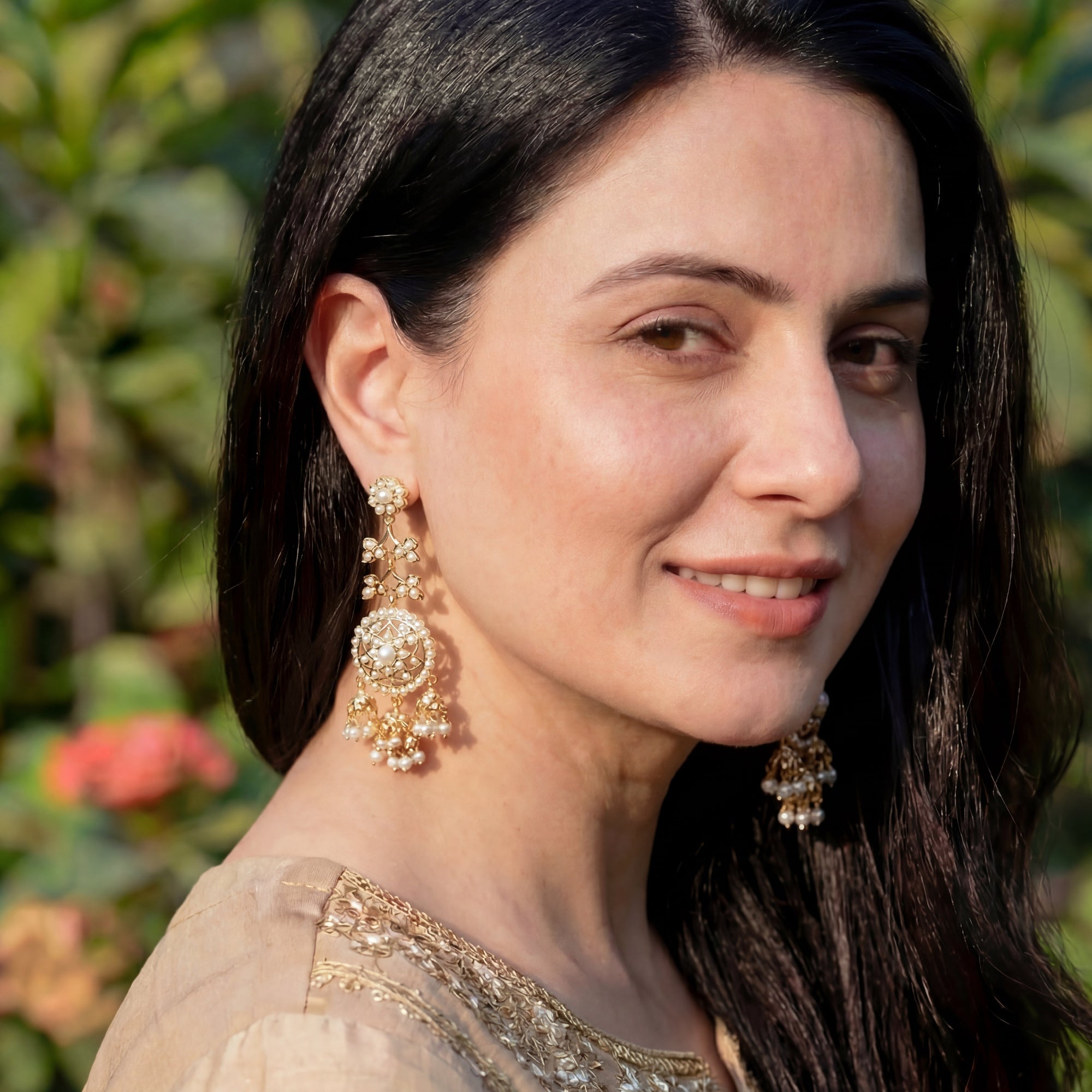 Long Pearl Jhumka Earrings | Real Freshwater Pearls | Gold Plated on 925 Silver ER 669