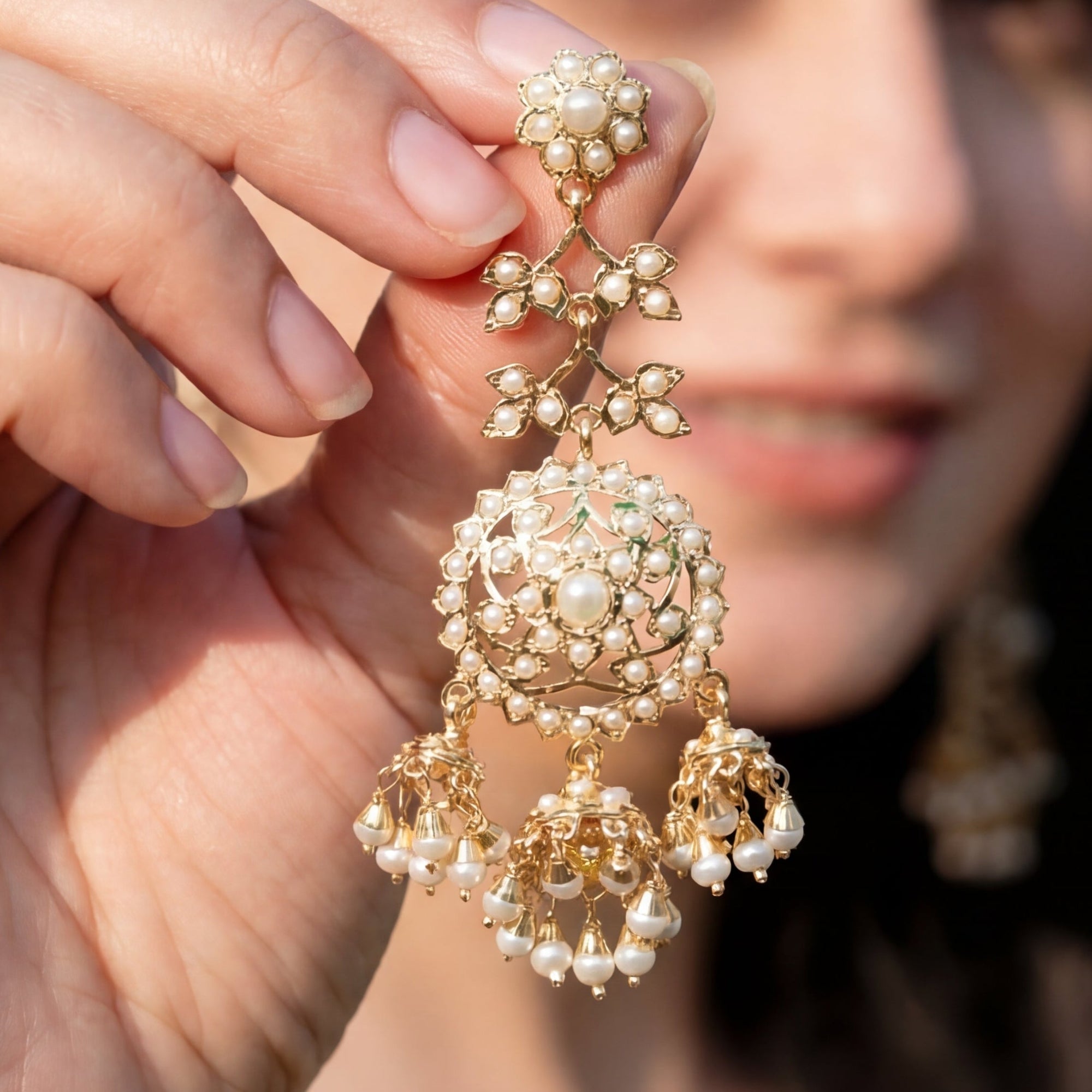 Long Pearl Jhumka Earrings | Real Freshwater Pearls | Gold Plated on 925 Silver ER 669