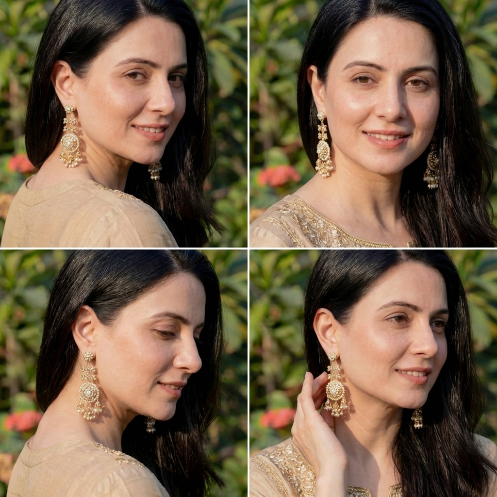 Long Pearl Jhumka Earrings | Real Freshwater Pearls | Gold Plated on 925 Silver ER 669
