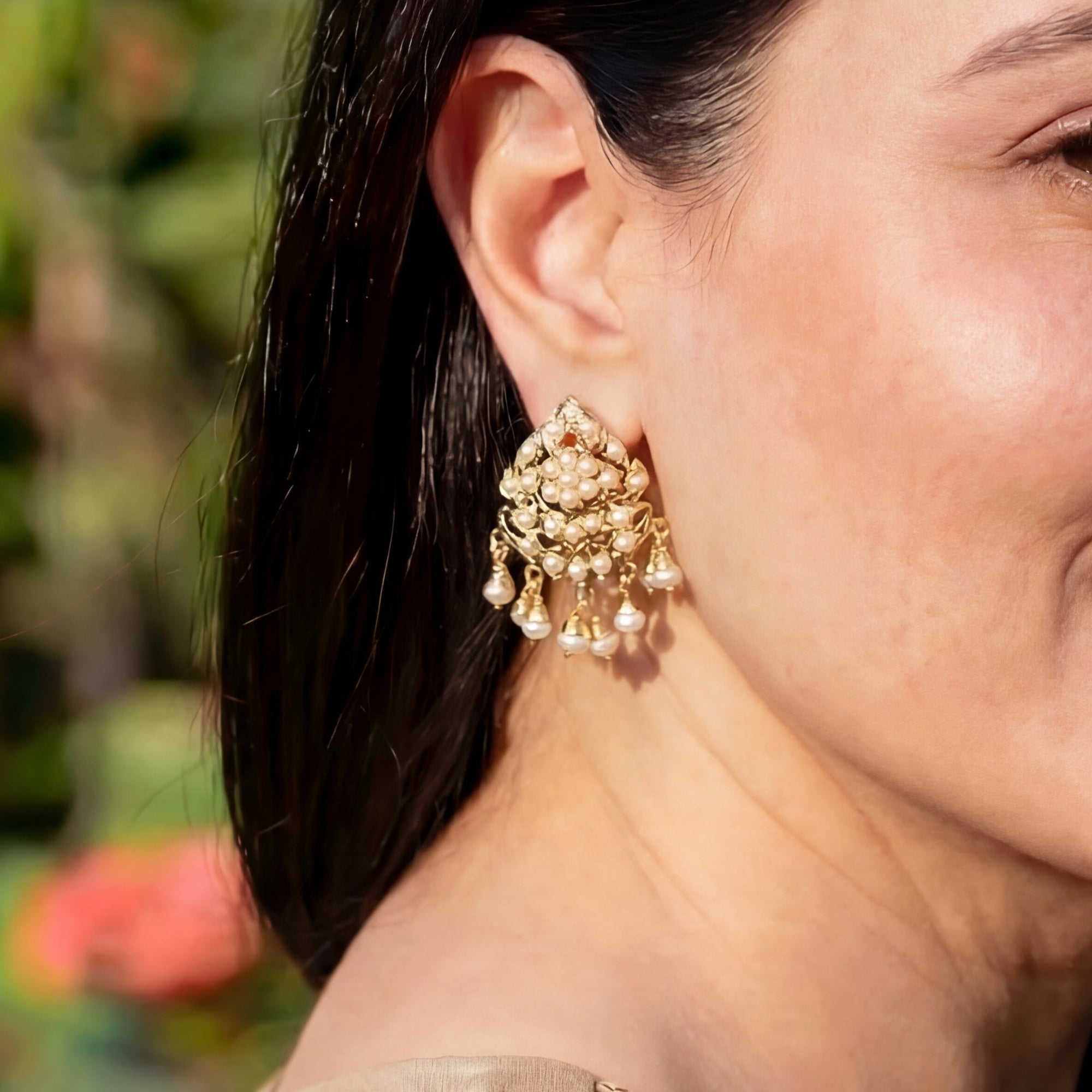 Traditional Pearl Stud Earrings | Pure Freshwater Pearls & 925 Silver Base ER 671