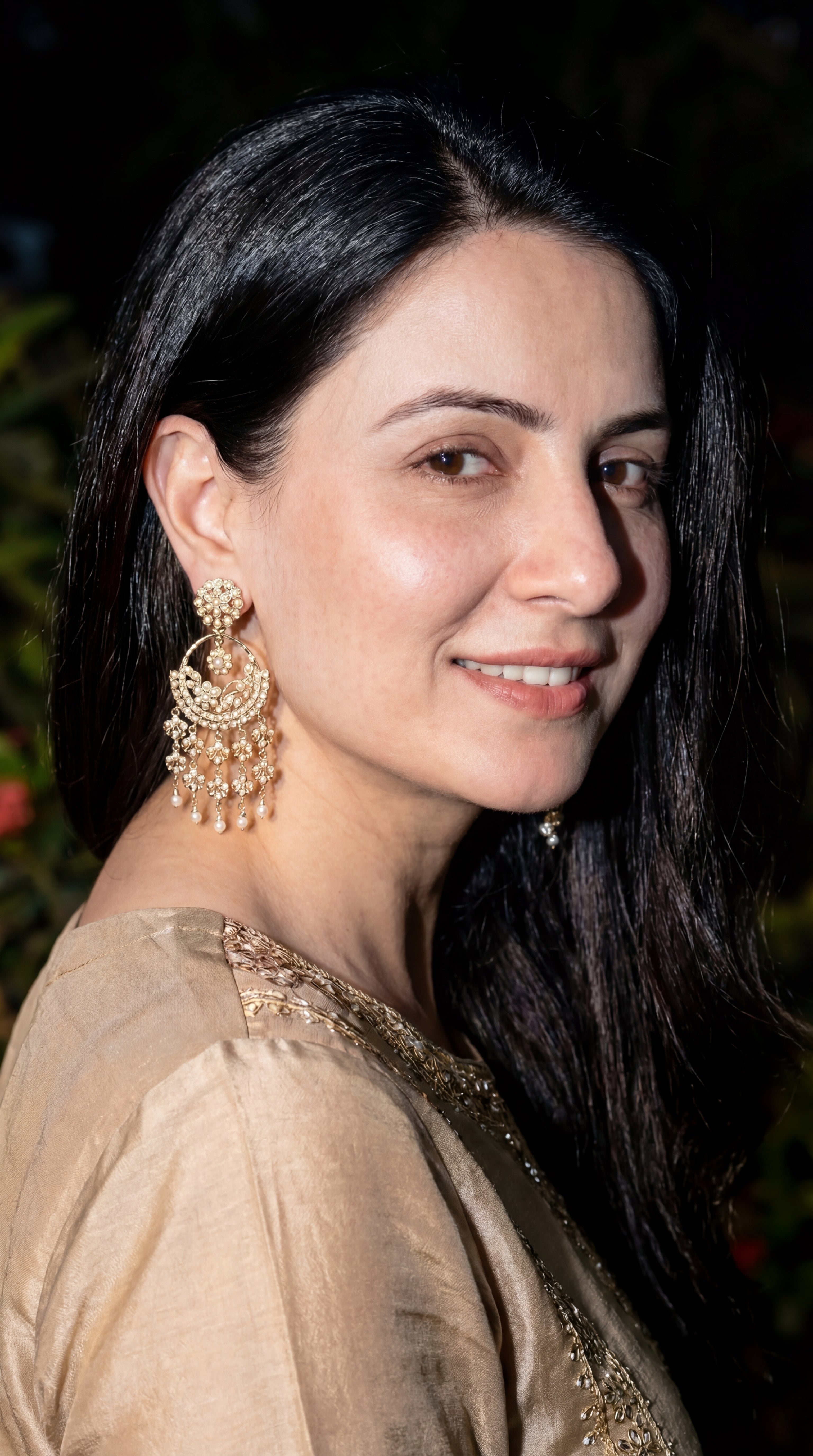 Middle Eastern Style Pearl Earrings | Fusion Chandbali On 925 Silver Base ER 672