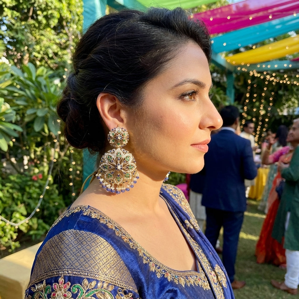 Attractive Indian Silver Earrings | Multicolored Jewelry for Women ER 103