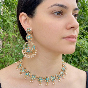 Feroza Jewellery Set | Pearl & Turquoise Necklace Set for Women NS 304