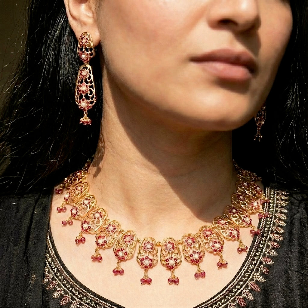 Dainty & Flowing Silver Necklace | Indo Western Wear Jewellery | Indian Silver Jewelry For Women NS 309