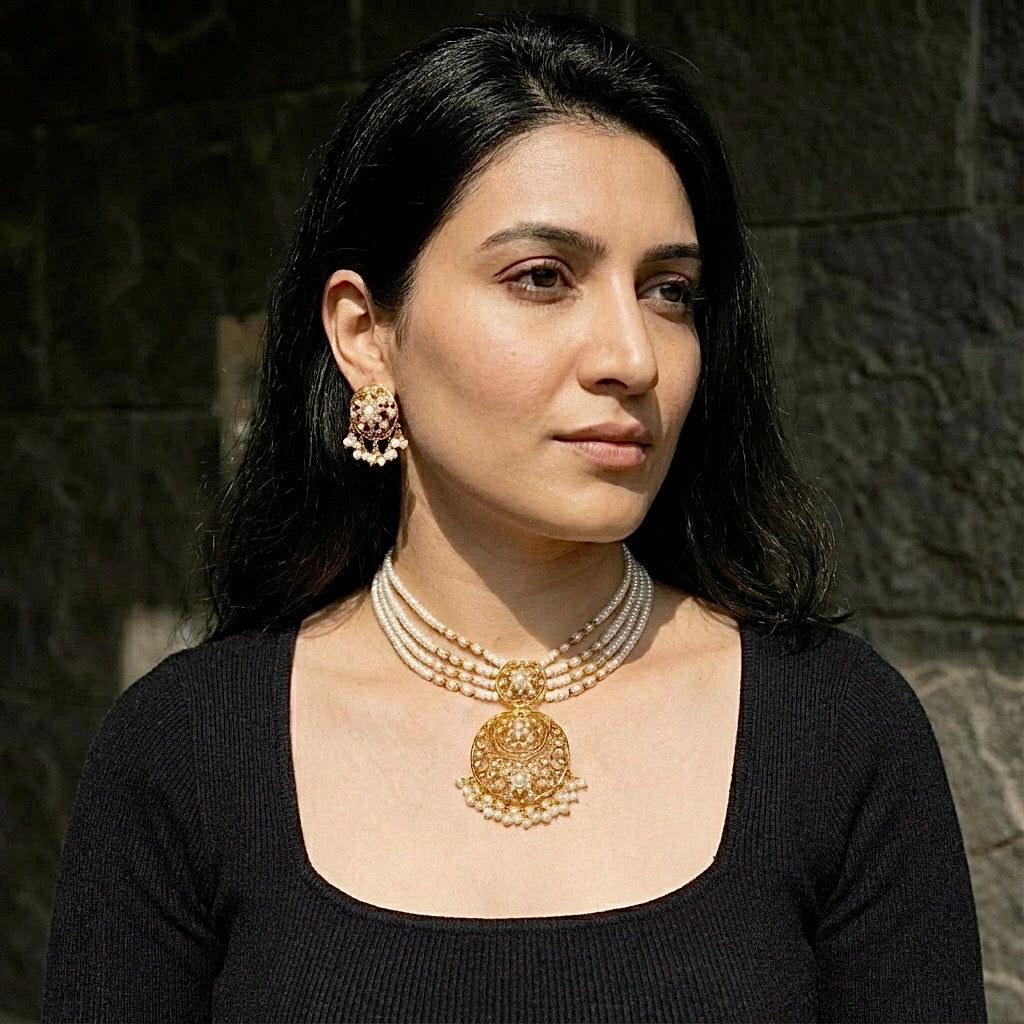 Layered Pearl Choker Set | Genuine Freshwater Pearls NS 298