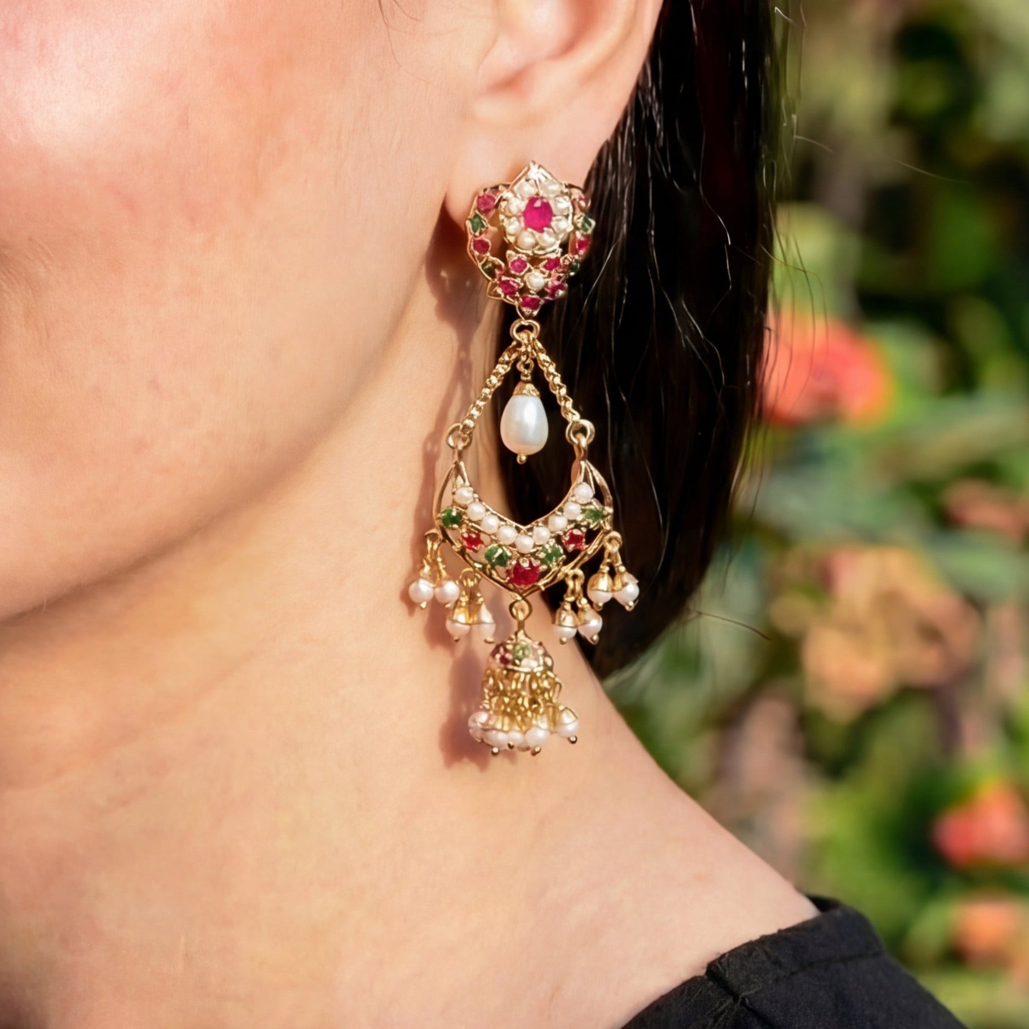 Cute Jadau Earrings for Girls | Gold Plated on Silver Base ER 627