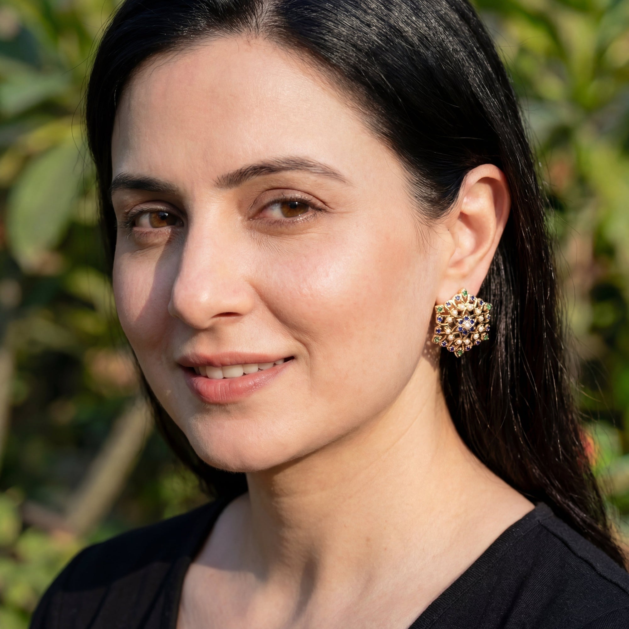 Jadau Tops Online Shopping | Premium Gold Plated Jadau Jewelry ER 255
