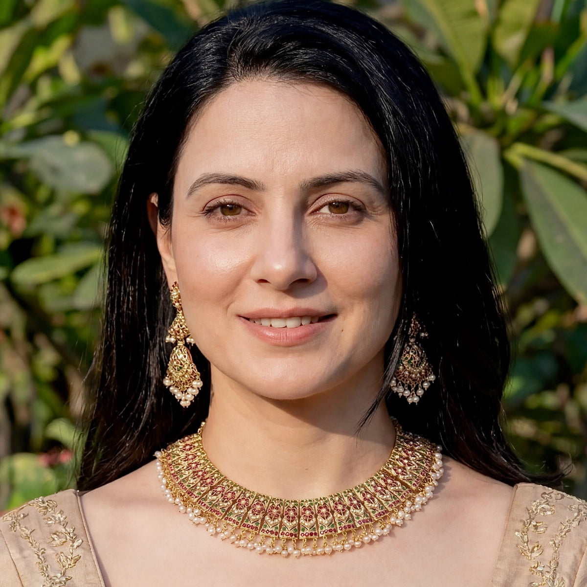 Traditional Jadau Necklace | Bridal Jadau Guluband | Indian Fashion Jewellery on Silver NS 352