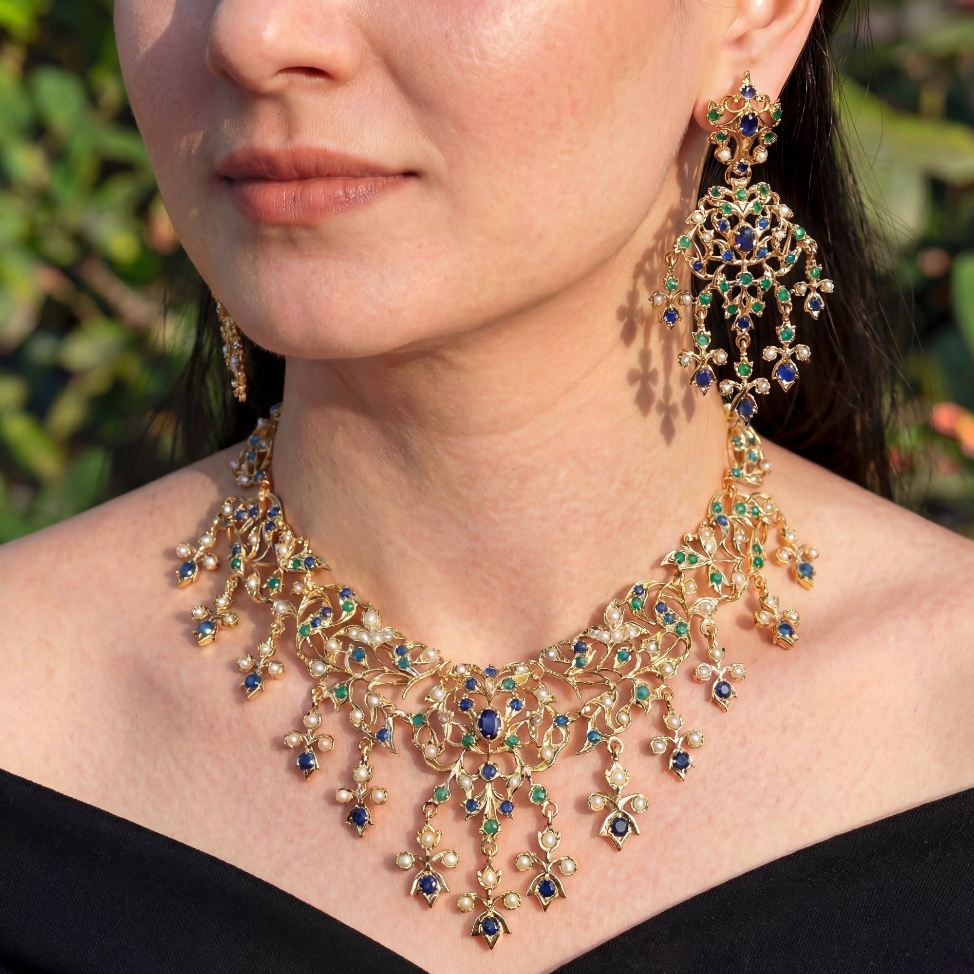 Antique Styled Indian Necklace Set | Old World Charm Jewelry | Silver Jewelry NS 194