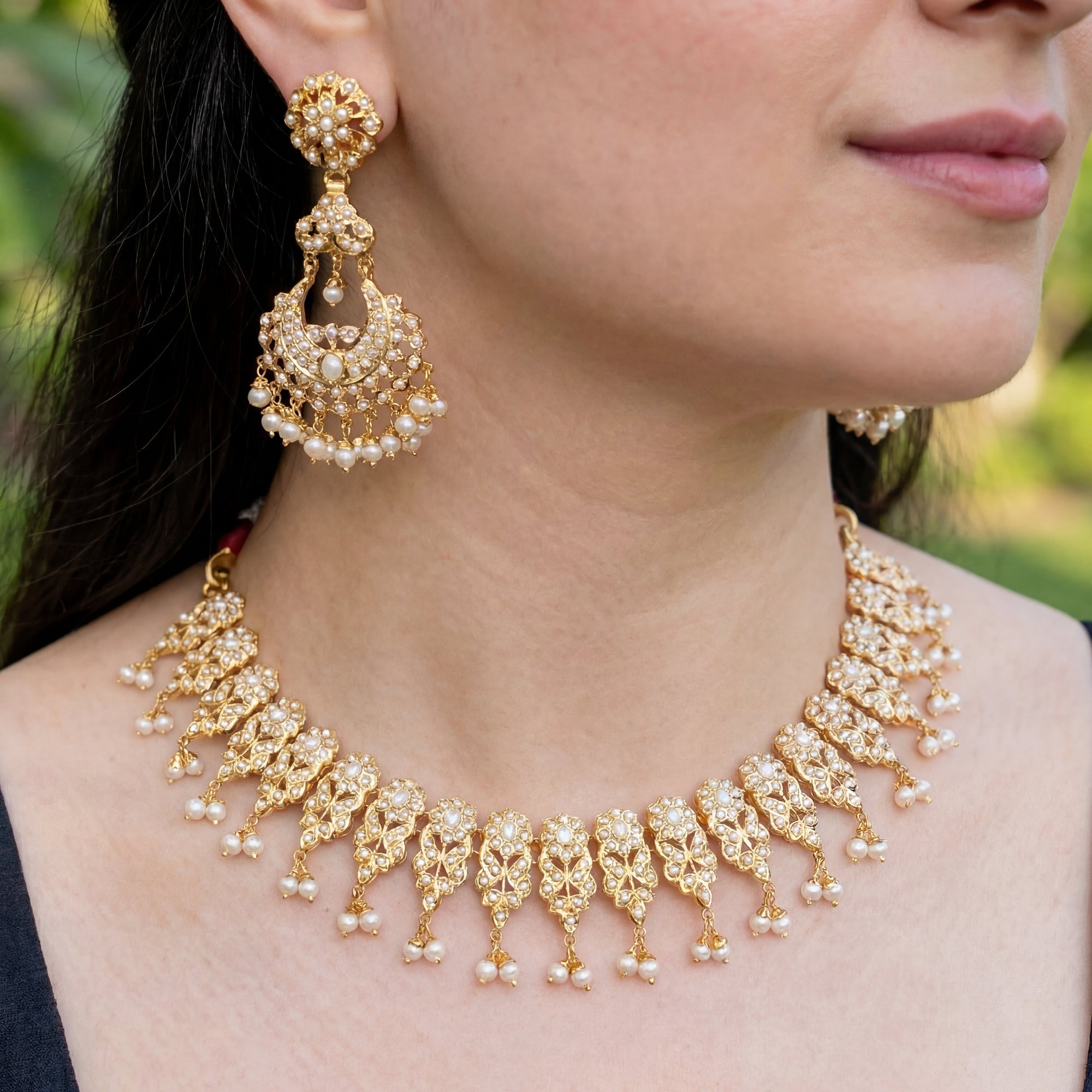 Indian Pearl Jewellery | Freshwater Pearls Set | Jadau Necklace For Women NS 311