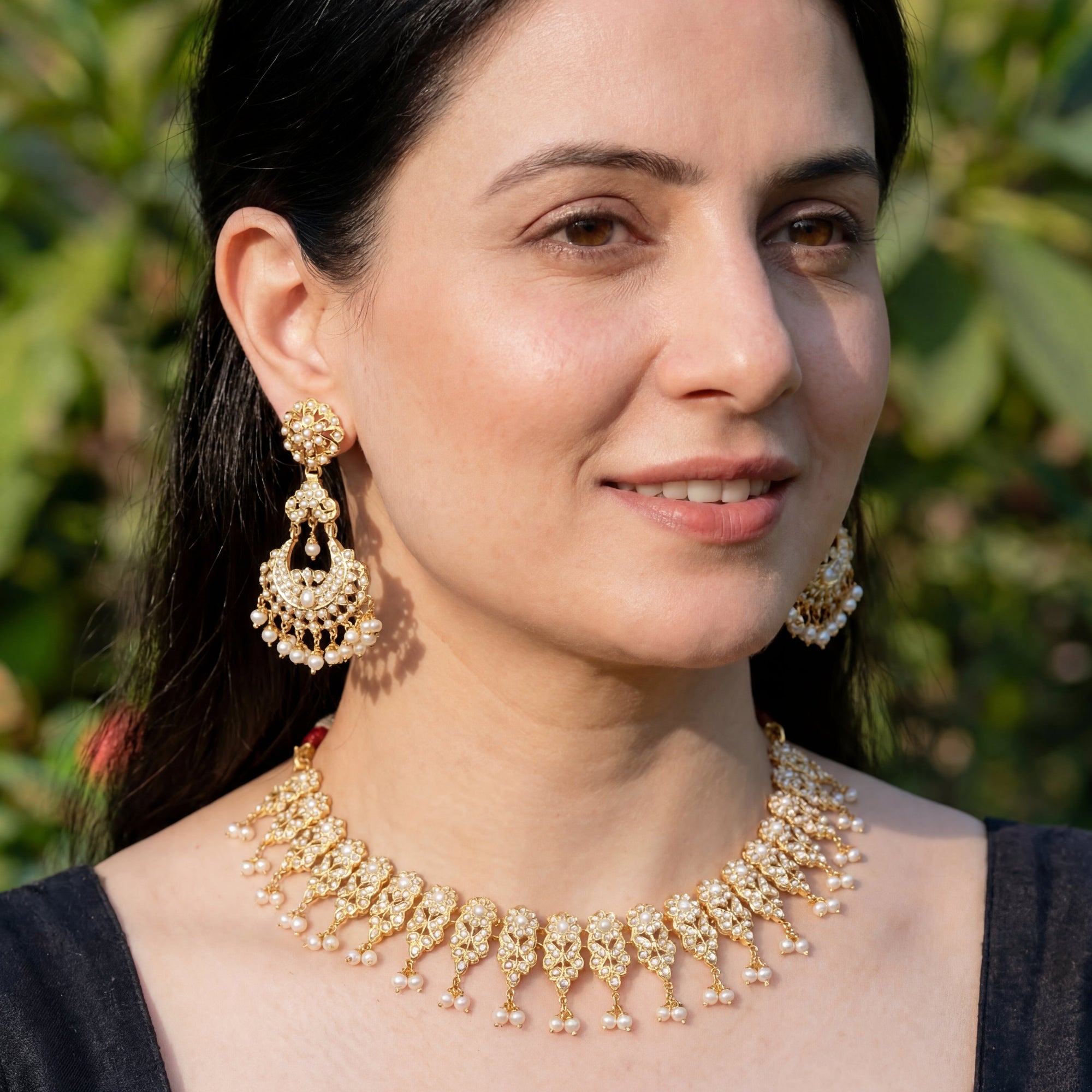 Indian Pearl Jewellery | Freshwater Pearls Set | Jadau Necklace For Women NS 311