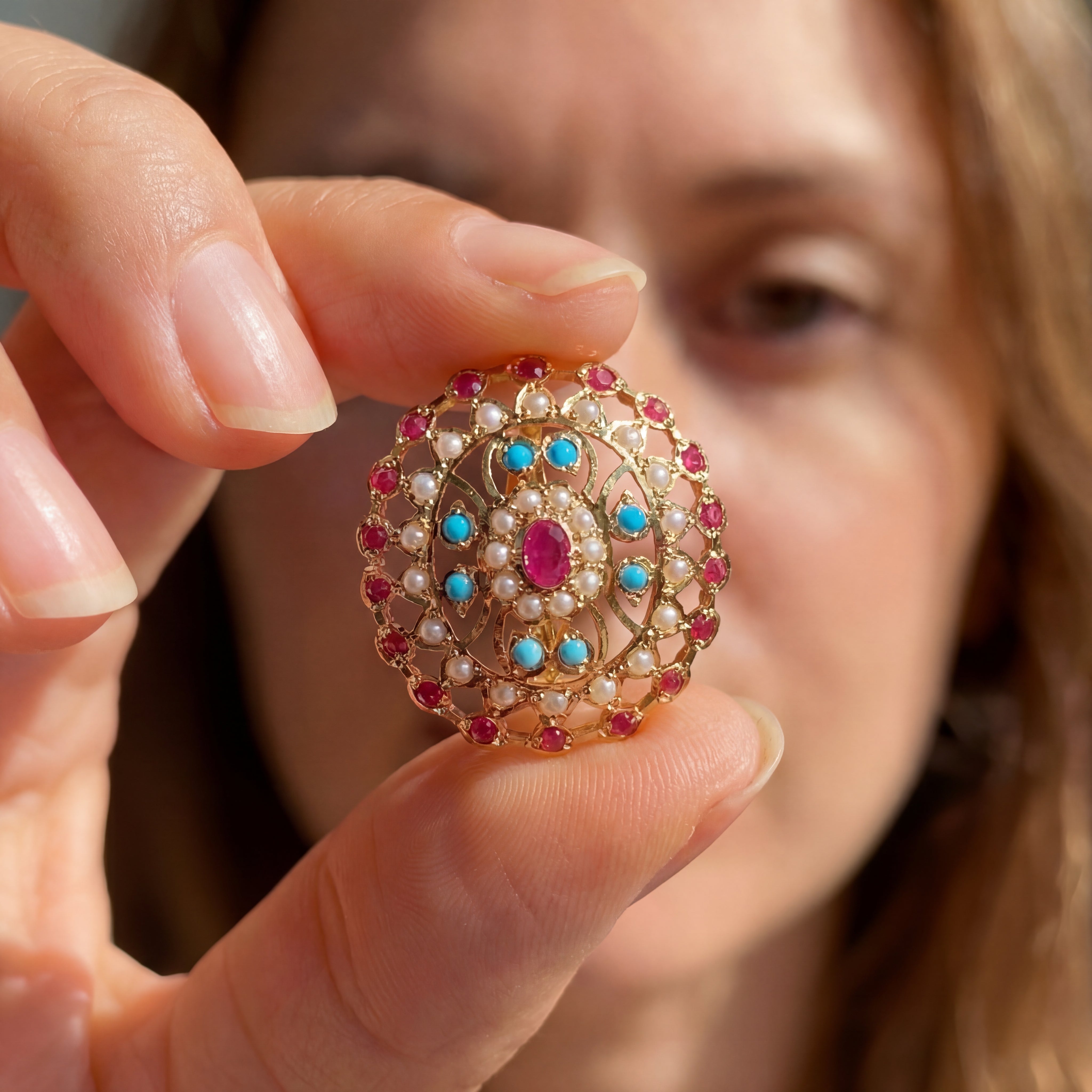 Intricate Oval Stud Earrings | Multicoloured Indian Earrings | Indo-Western Design