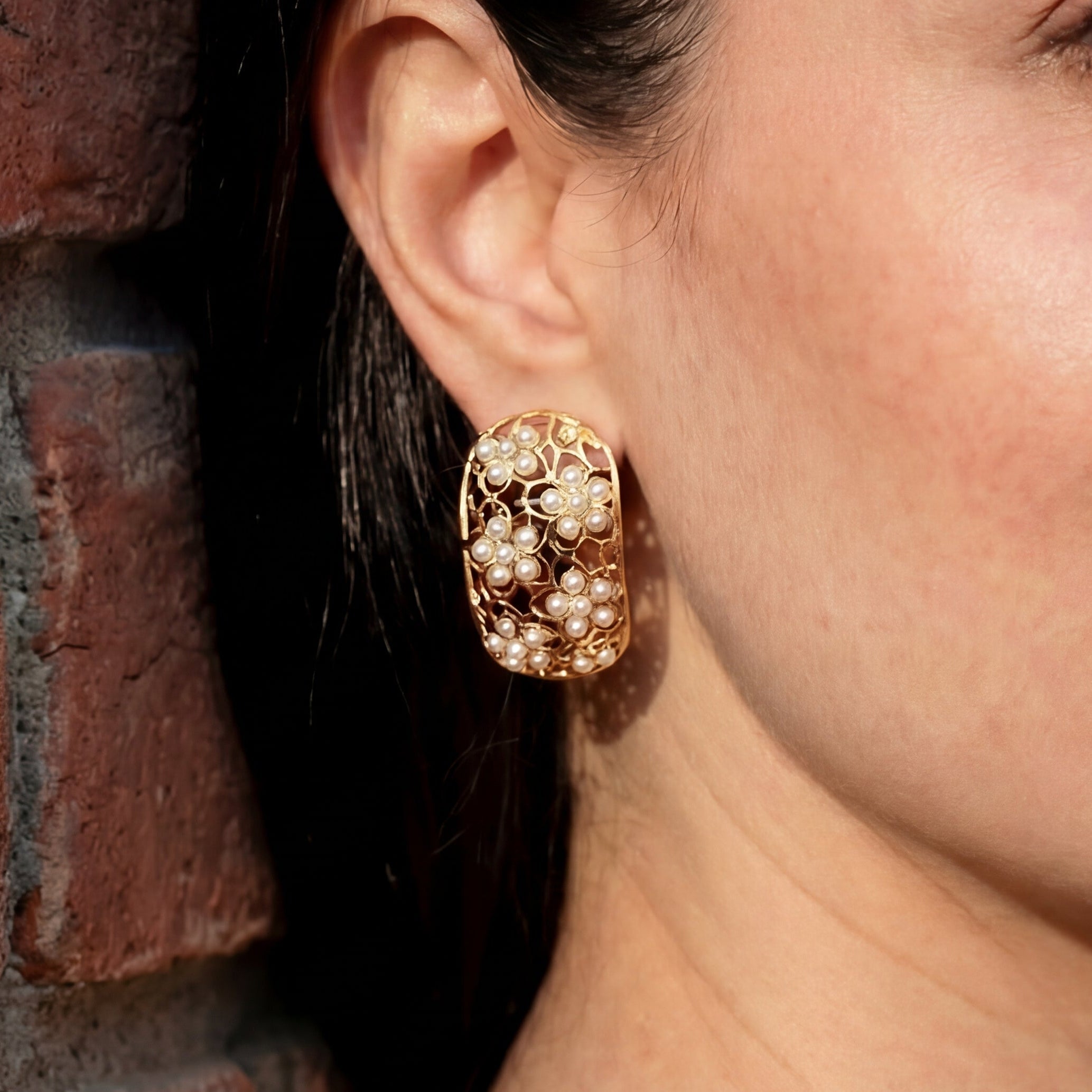 Gold Plated Pearl Studs | Fine Indian Pearl Earrings For Women | Modern & Trendy Design ER 356