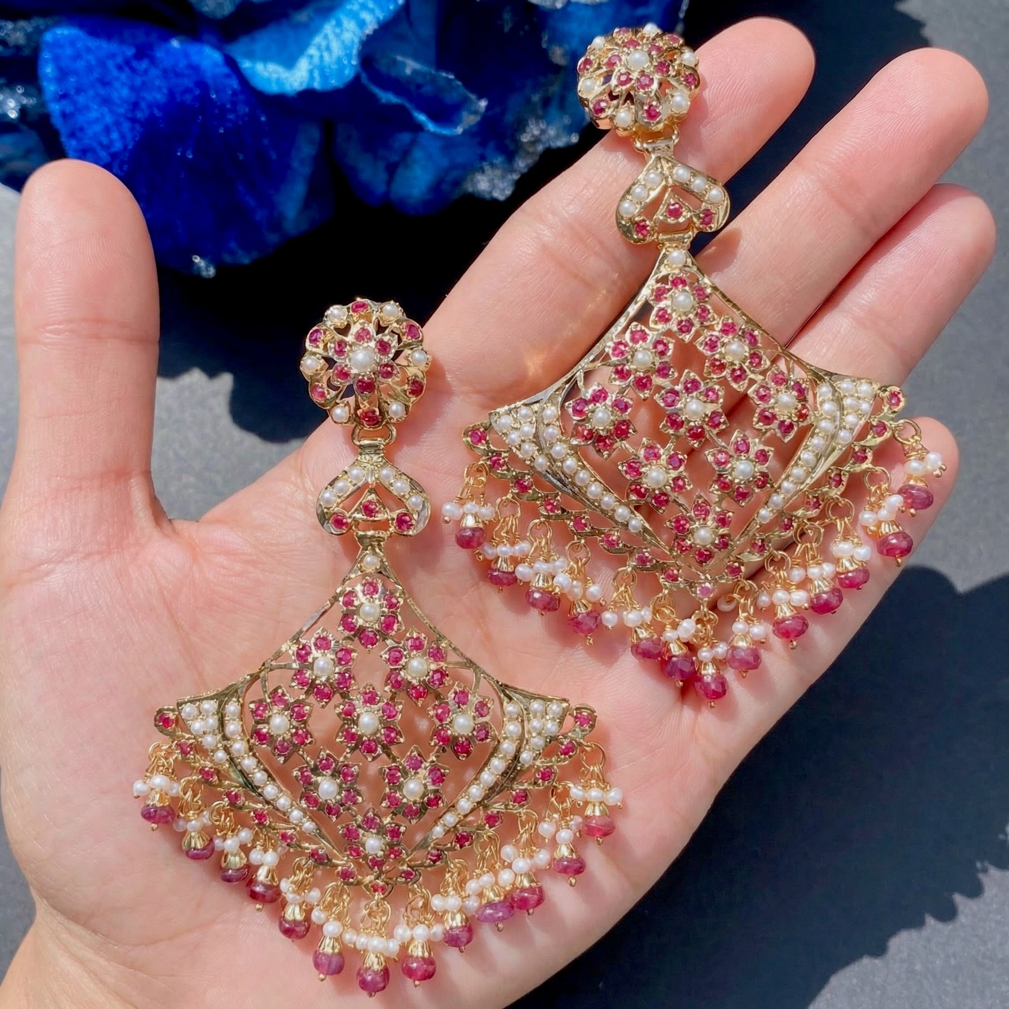 Dainty Necklace with Statement Earrings | Fashion Jadau Set on Silver NS 328