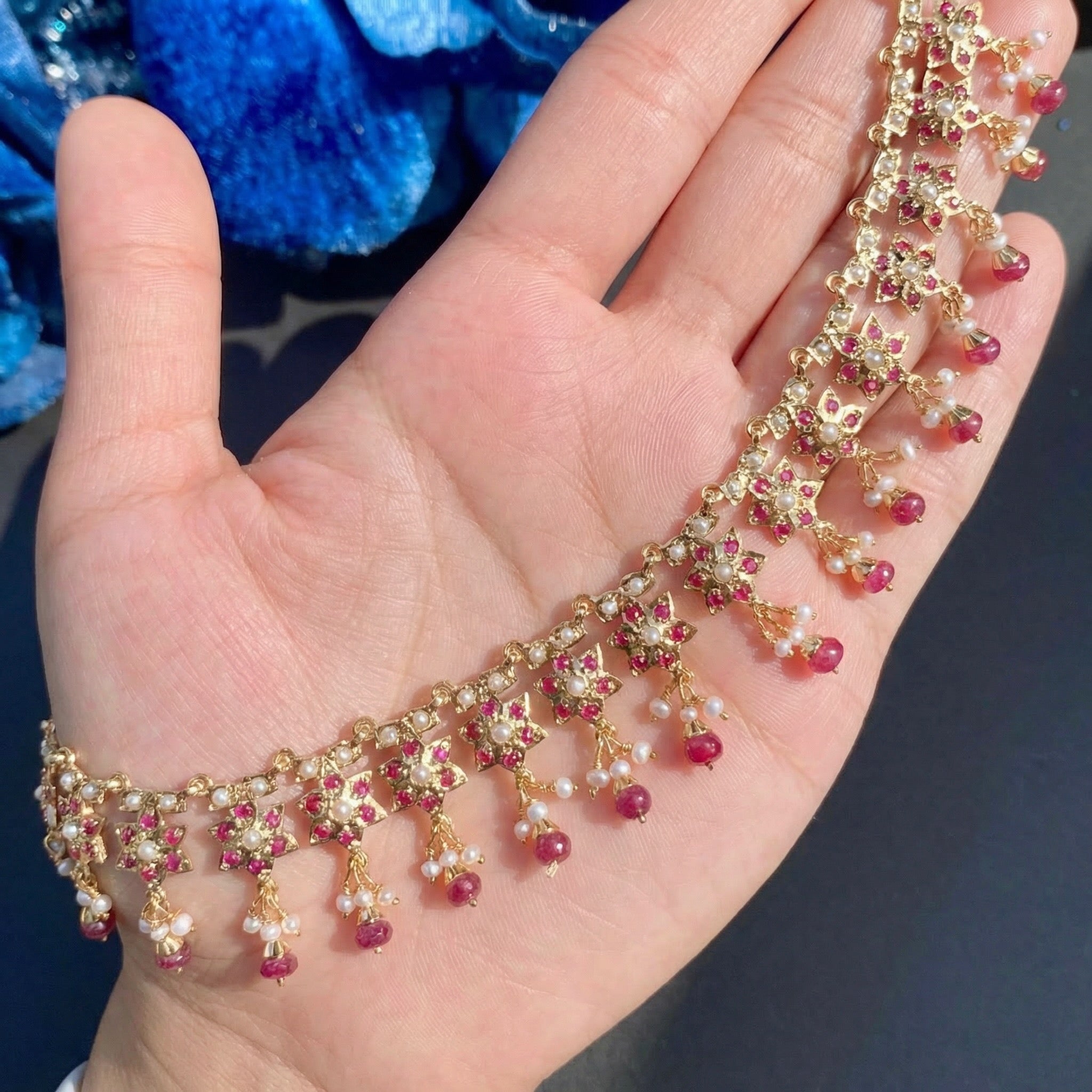 Dainty Necklace with Statement Earrings | Fashion Jadau Set on Silver NS 328