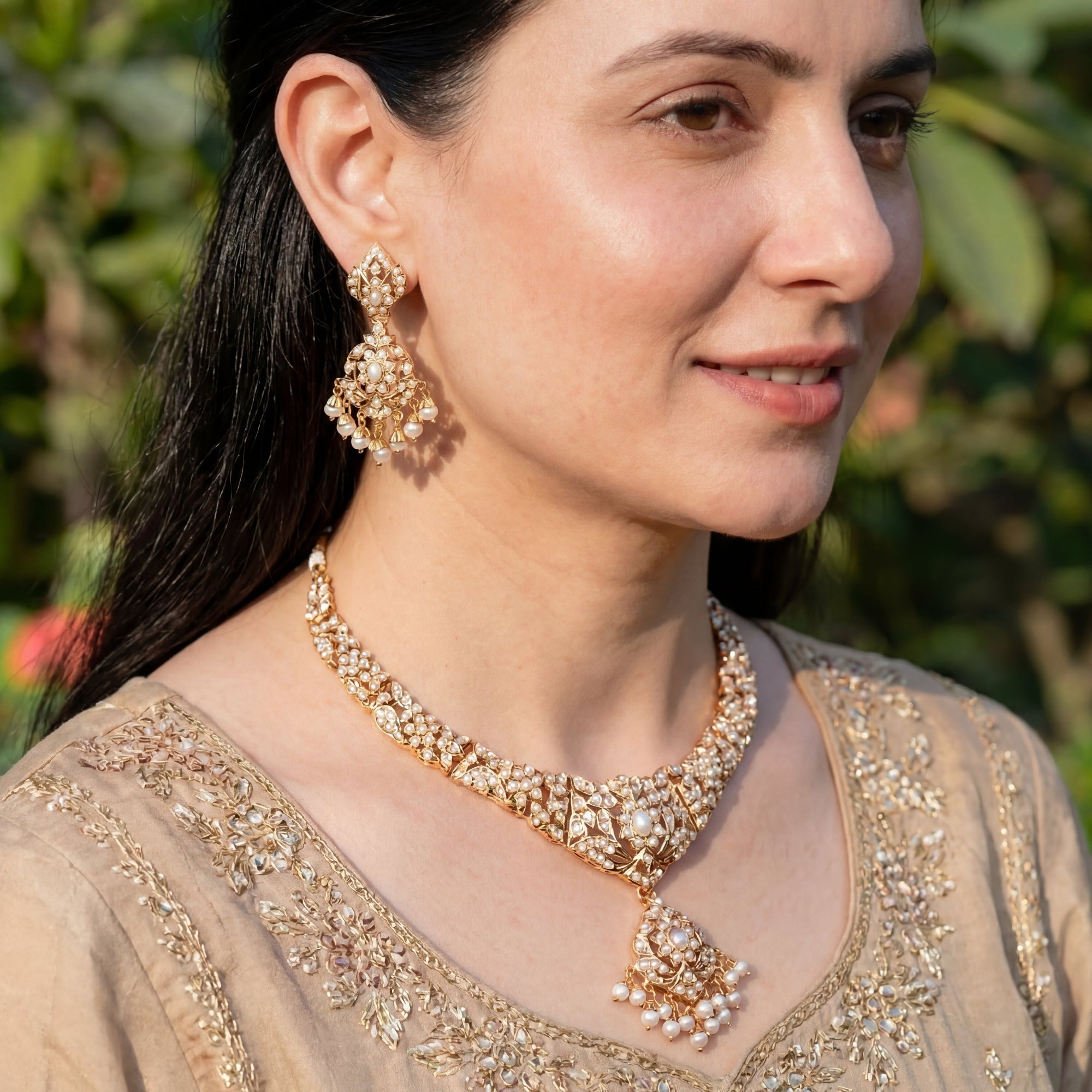 Elegant Pearl Necklace Set | NS 319