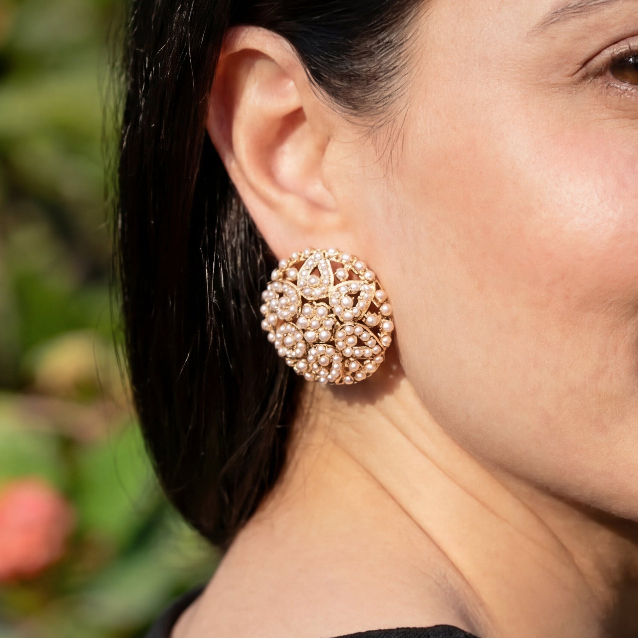 Intricate Pearl Tops | Classic Indian Design | Freshwater Pearls & Sterling Silver ER 572